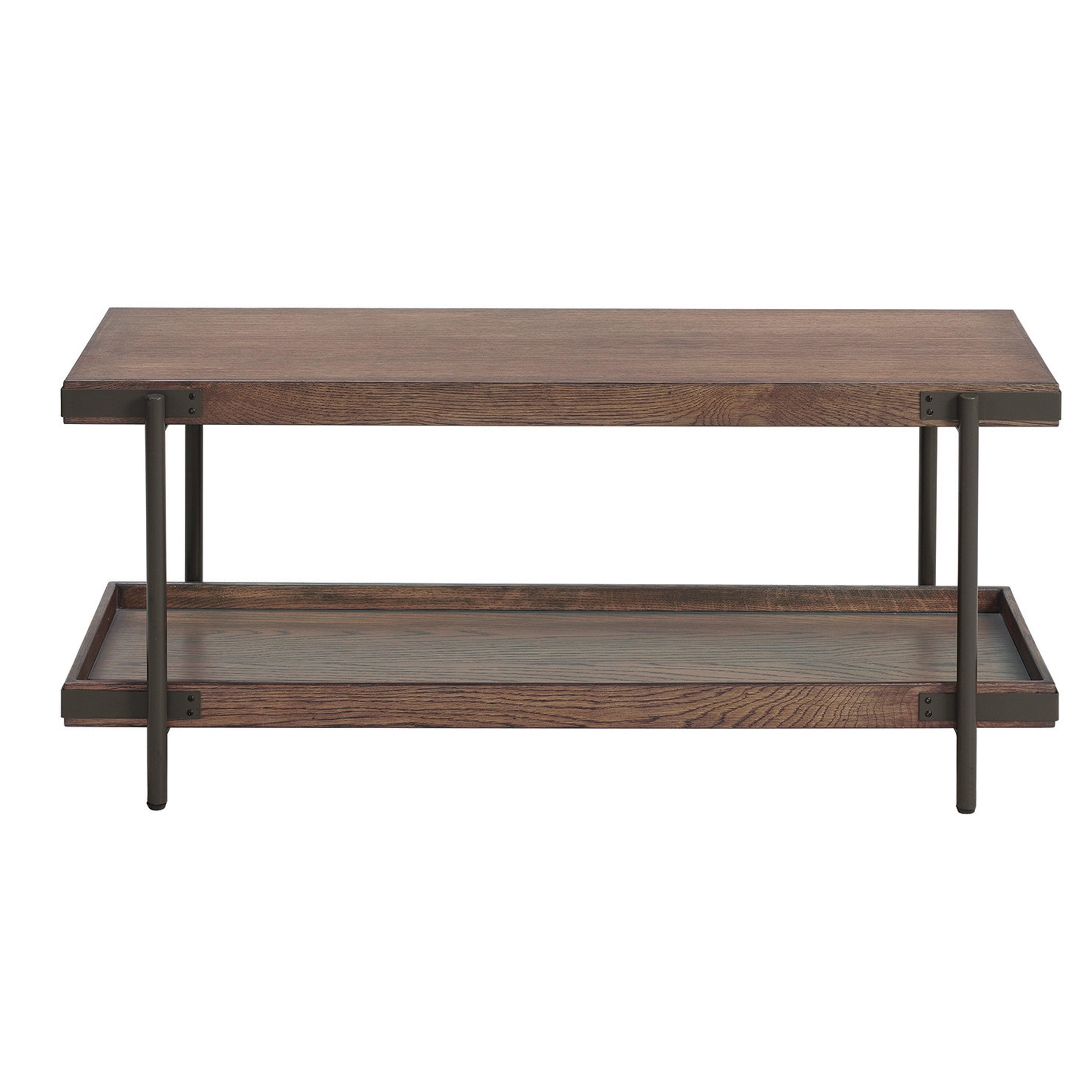Kyra Rustic Oak and Metal 42" Bench with Shelf