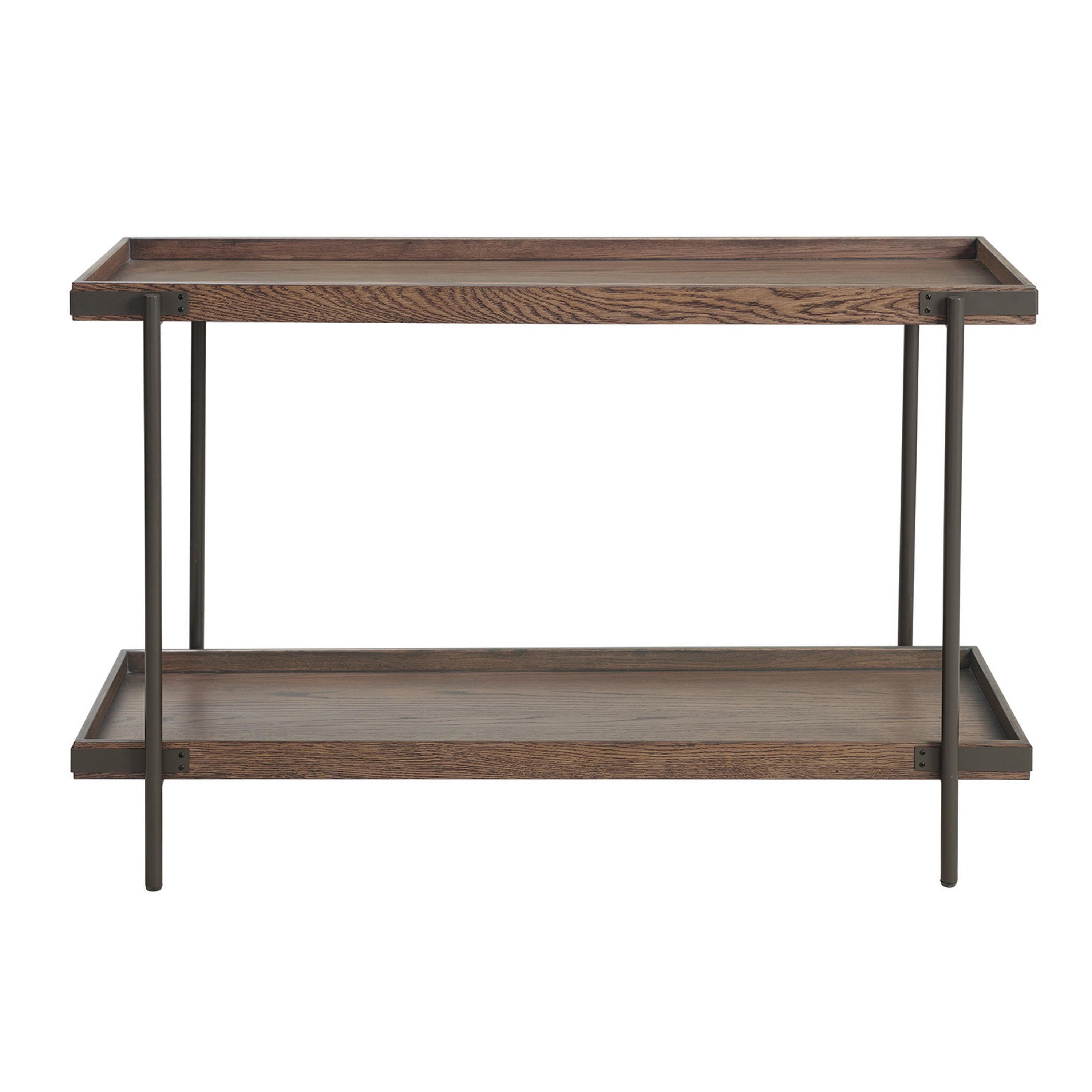 Kyra Rustic Oak and Metal 48" Sofa/TV Console Table with Storage
