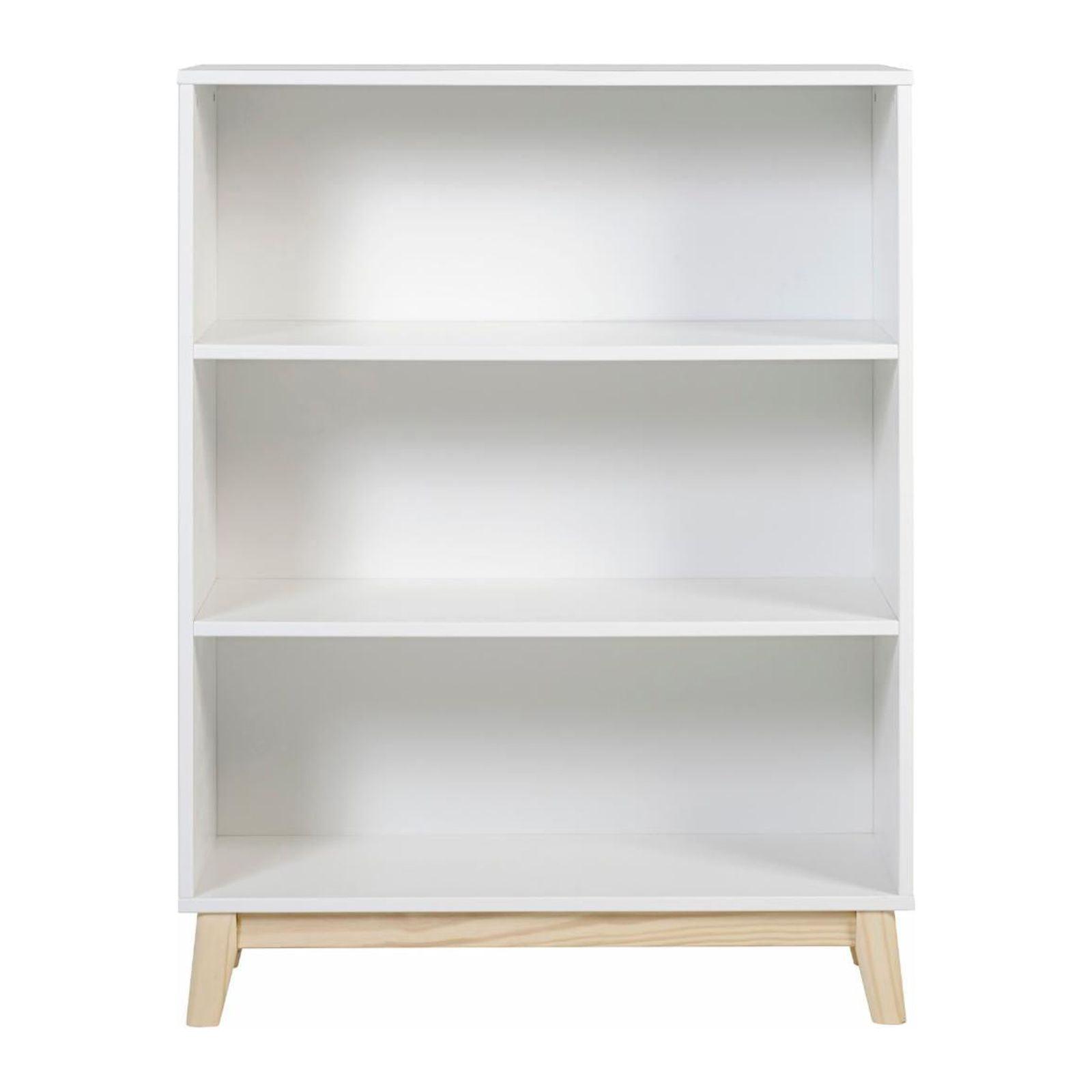 White Wood 48" Adjustable 3-Shelf Kids Bookcase