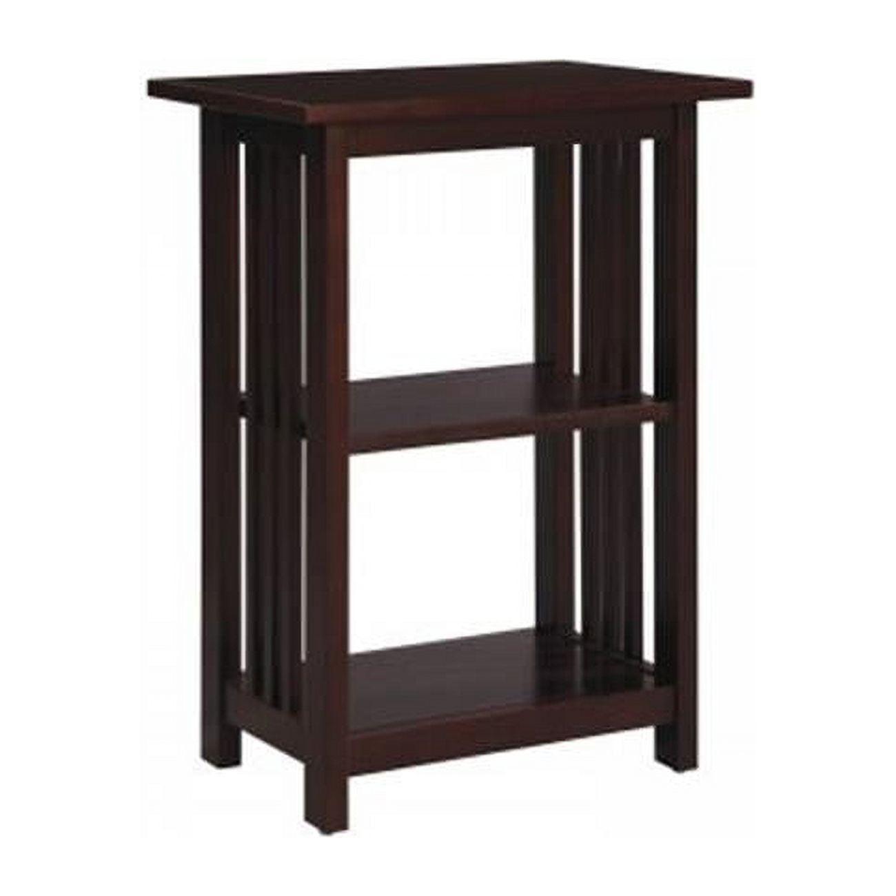 Espresso Cherry Wood Small 2-Shelf End Table