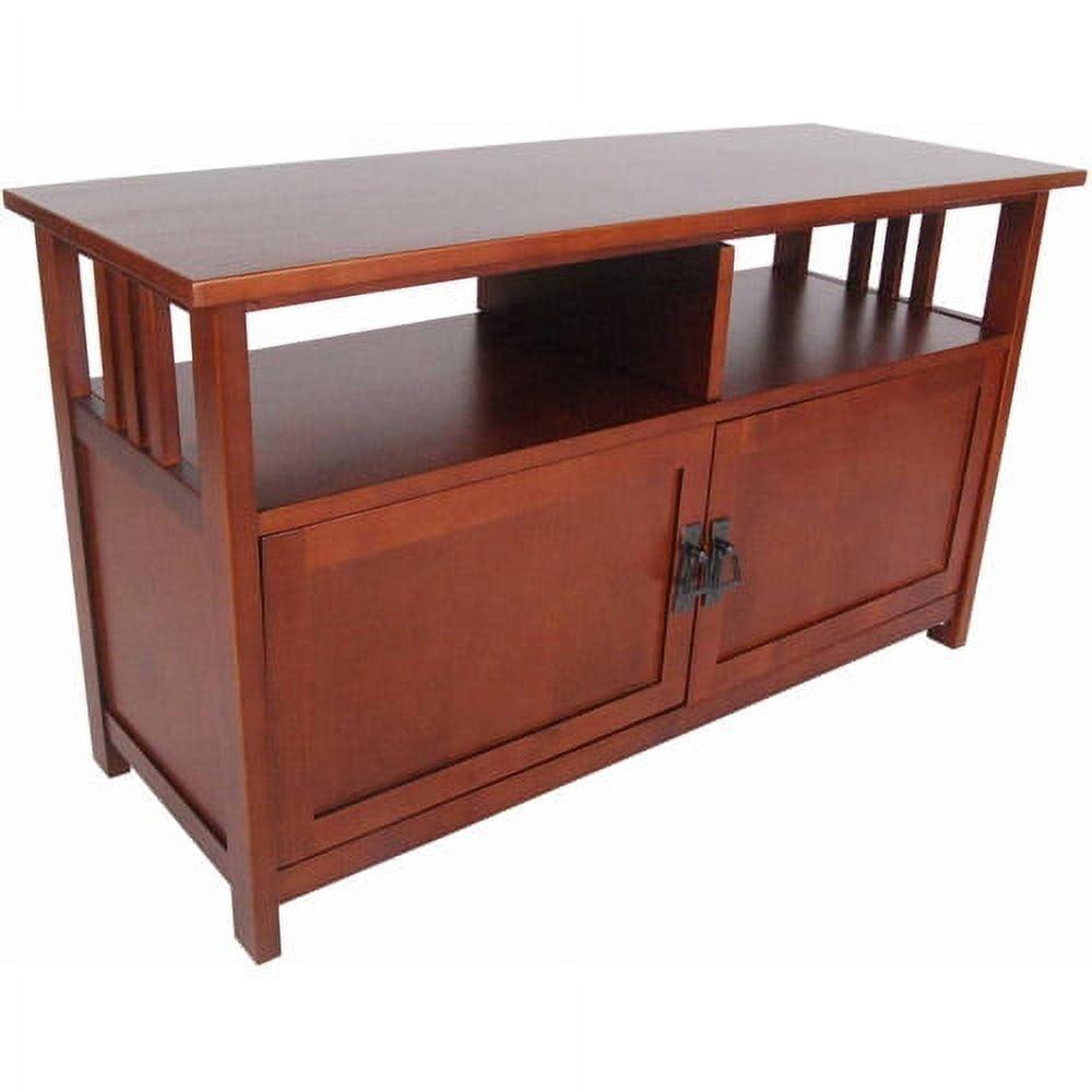 Cherry Hardwood Mission Style TV Stand with Cabinet