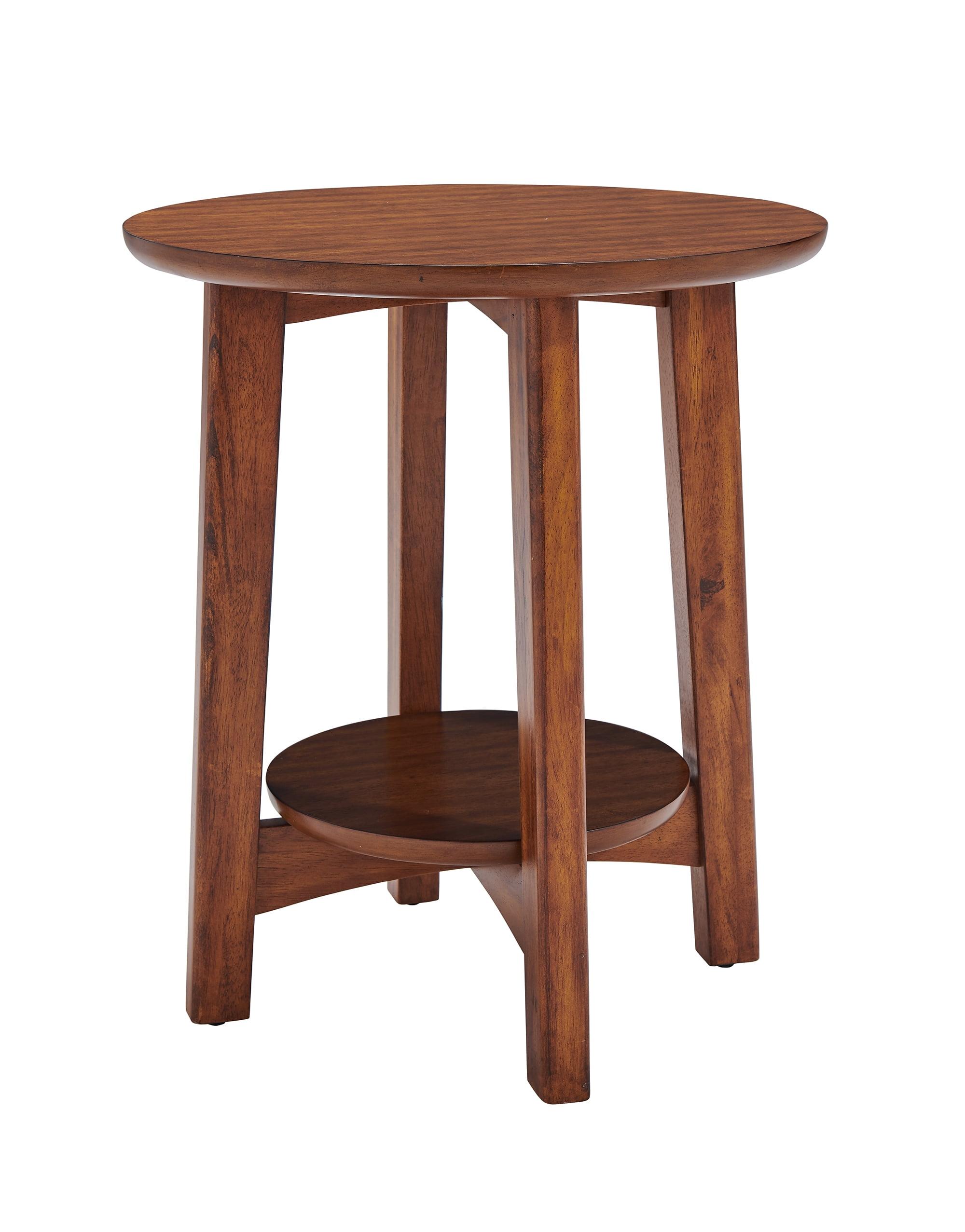 Chestnut Warmth 20" Round Mid-Century Modern Wood End Table