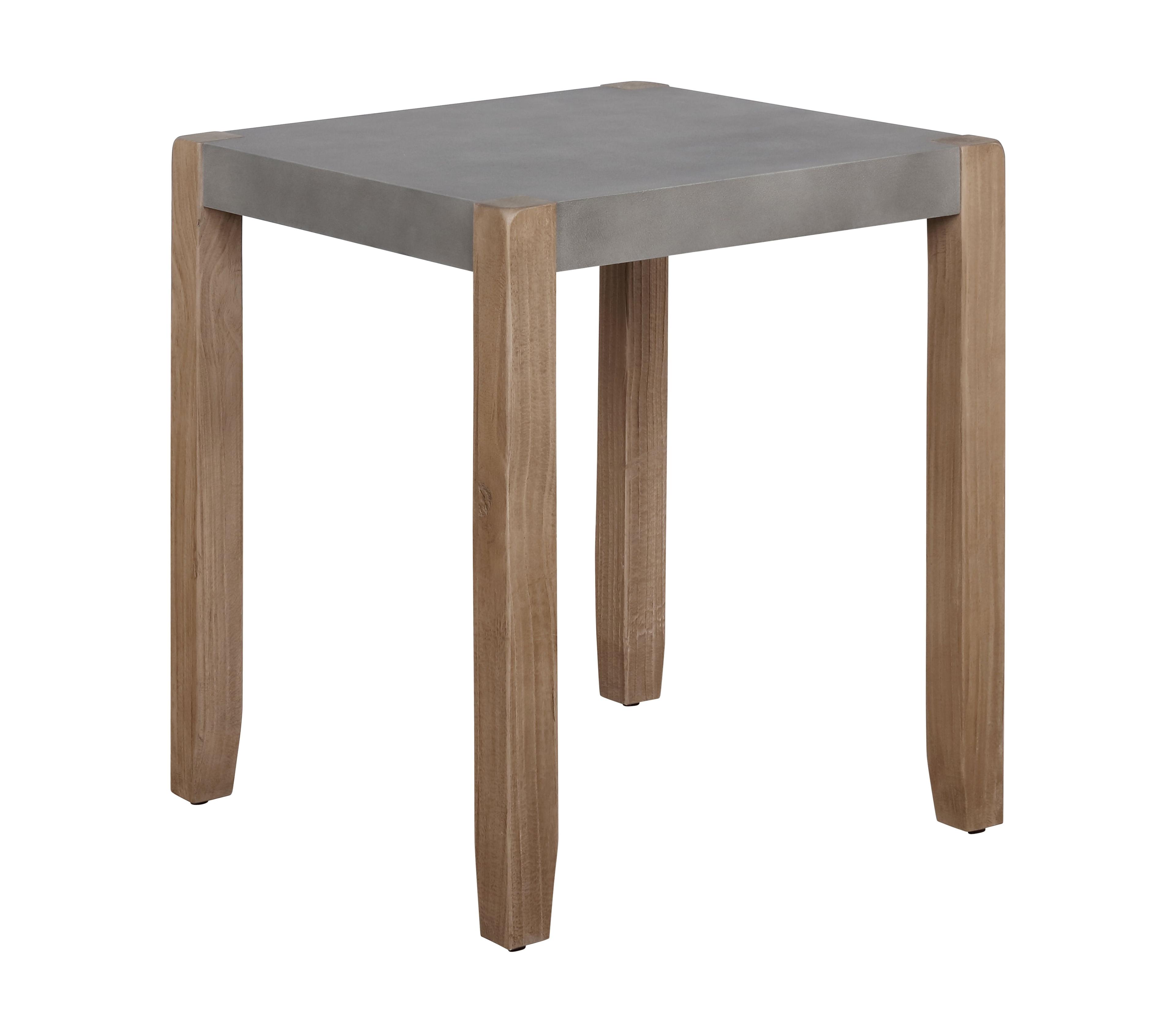 Rustic Faux Concrete and Light Amber Wood Square End Table