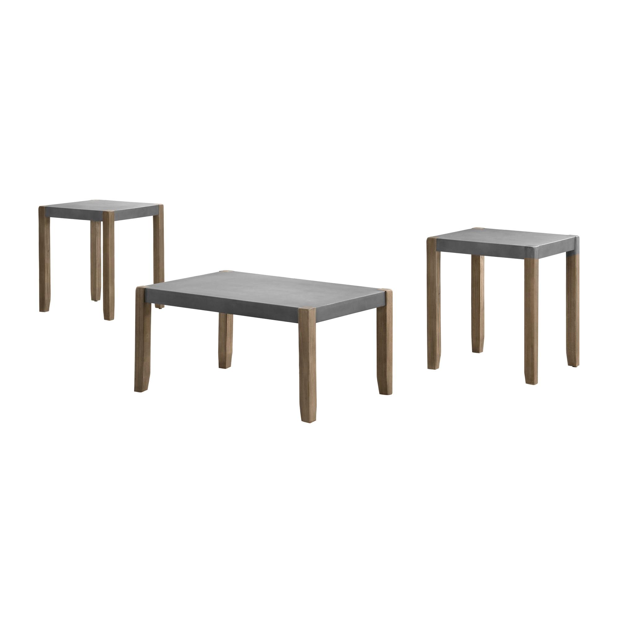 Newport 3-Piece Faux Concrete and Wood Coffee Table Set