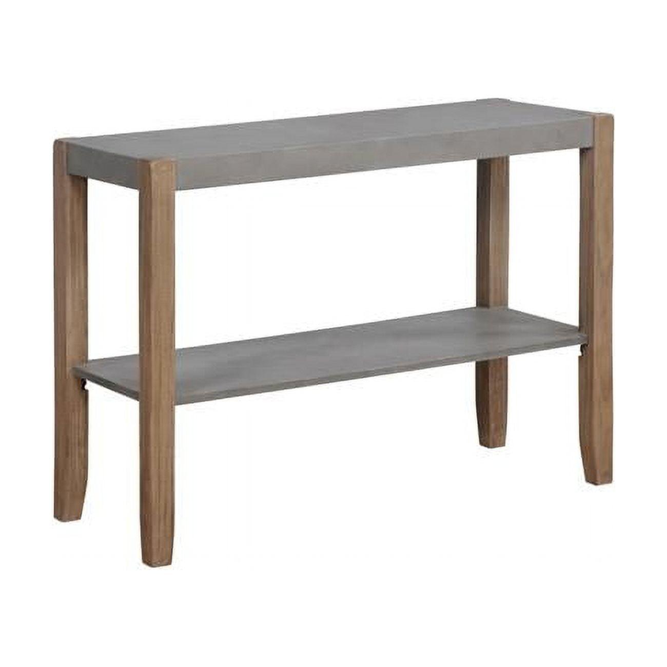 Rustic Industrial 40" Wood & Faux Concrete Console with Storage Shelf