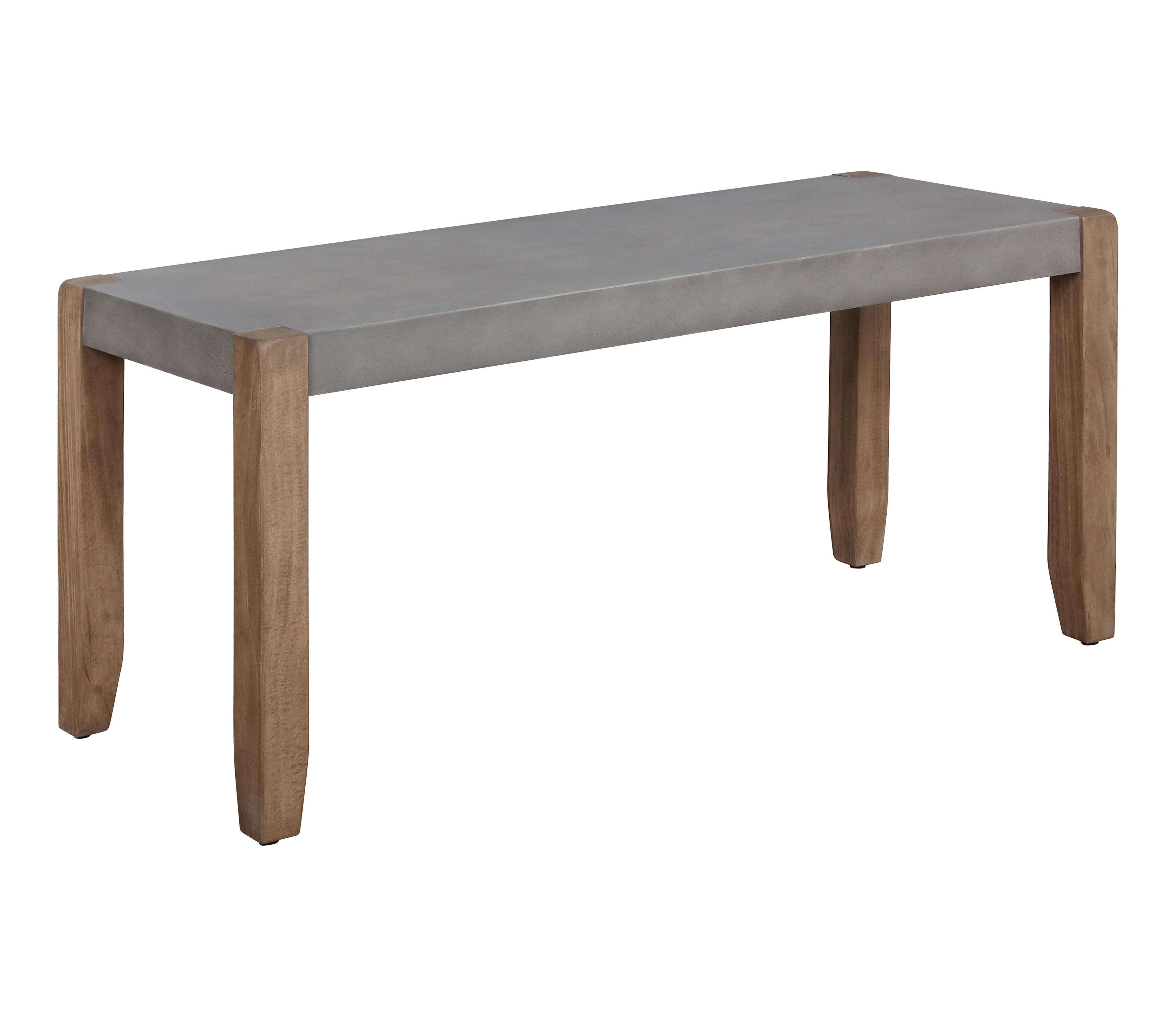 Newport 40" Faux Concrete and Wood Rustic Bench