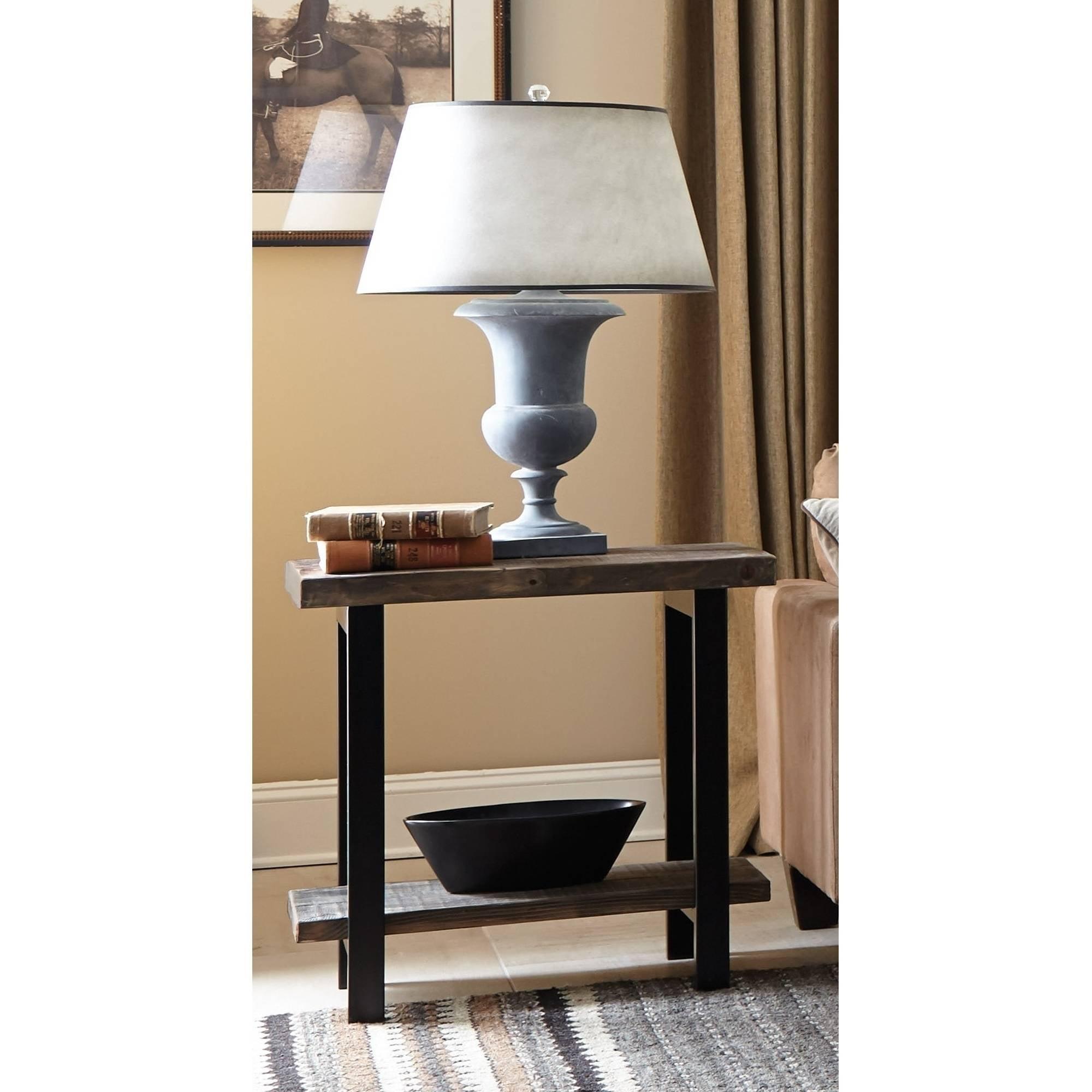 Pomona Solid Wood and Metal End Table with Shelf - Alaterre Furniture