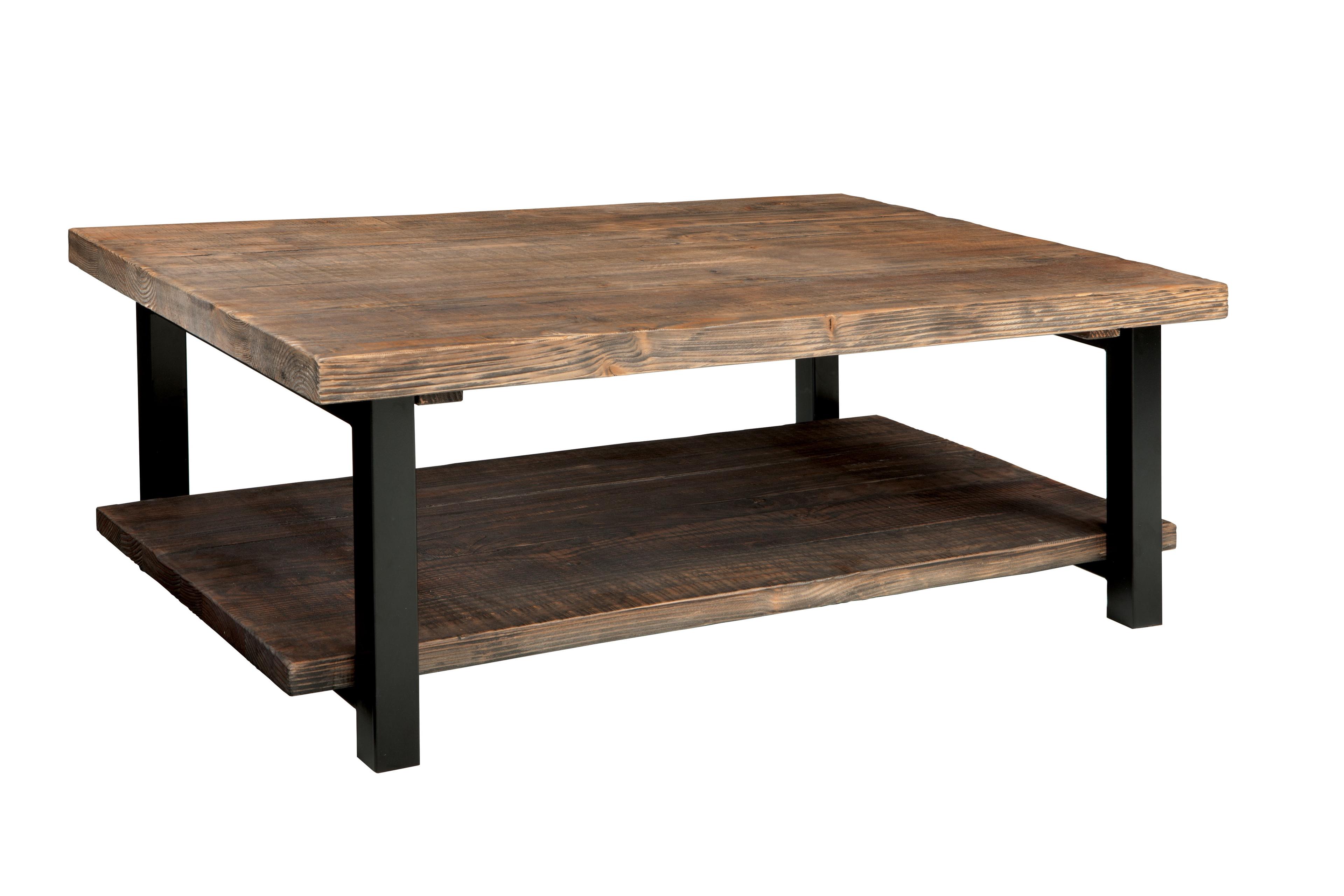 48" Pomona Coffee Table with Shelf- Alaterre Furniture: Reclaimed Wood, Rustic, Metal Legs