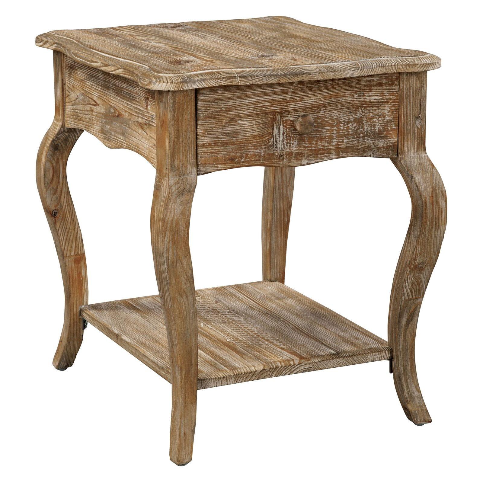 Alaterre Furniture Rustic Reclaimed End Table Distressed Brown: Hardwood Accent Table, Rectangle Shape, Spot Clean