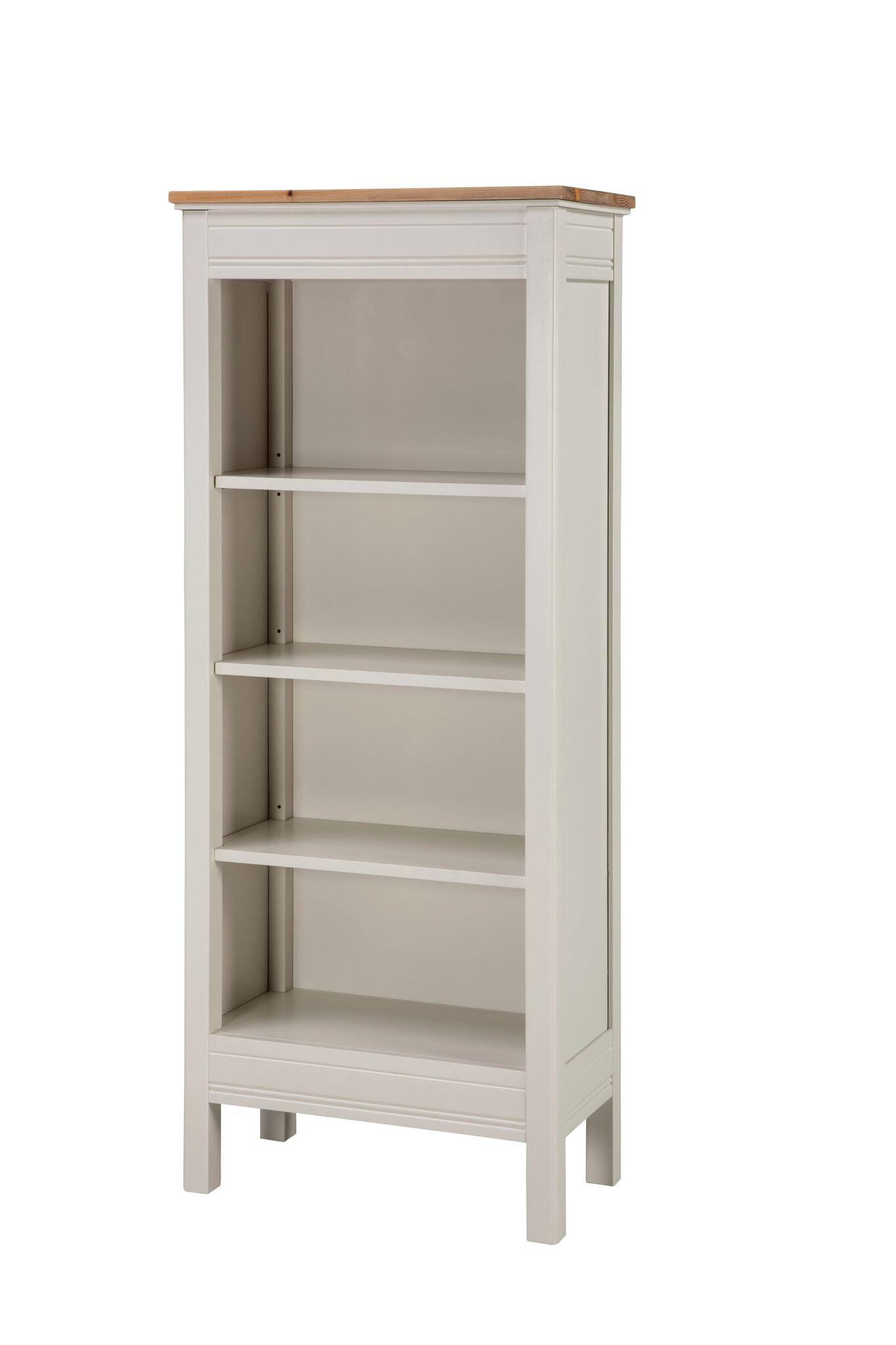 60" Savannah Tall Bookshelf Ivory with Natural Wood Top - Bolton Furniture