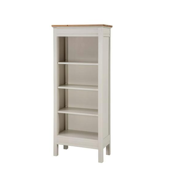 60" Savannah Tall Bookshelf Ivory with Natural Wood Top - Bolton Furniture