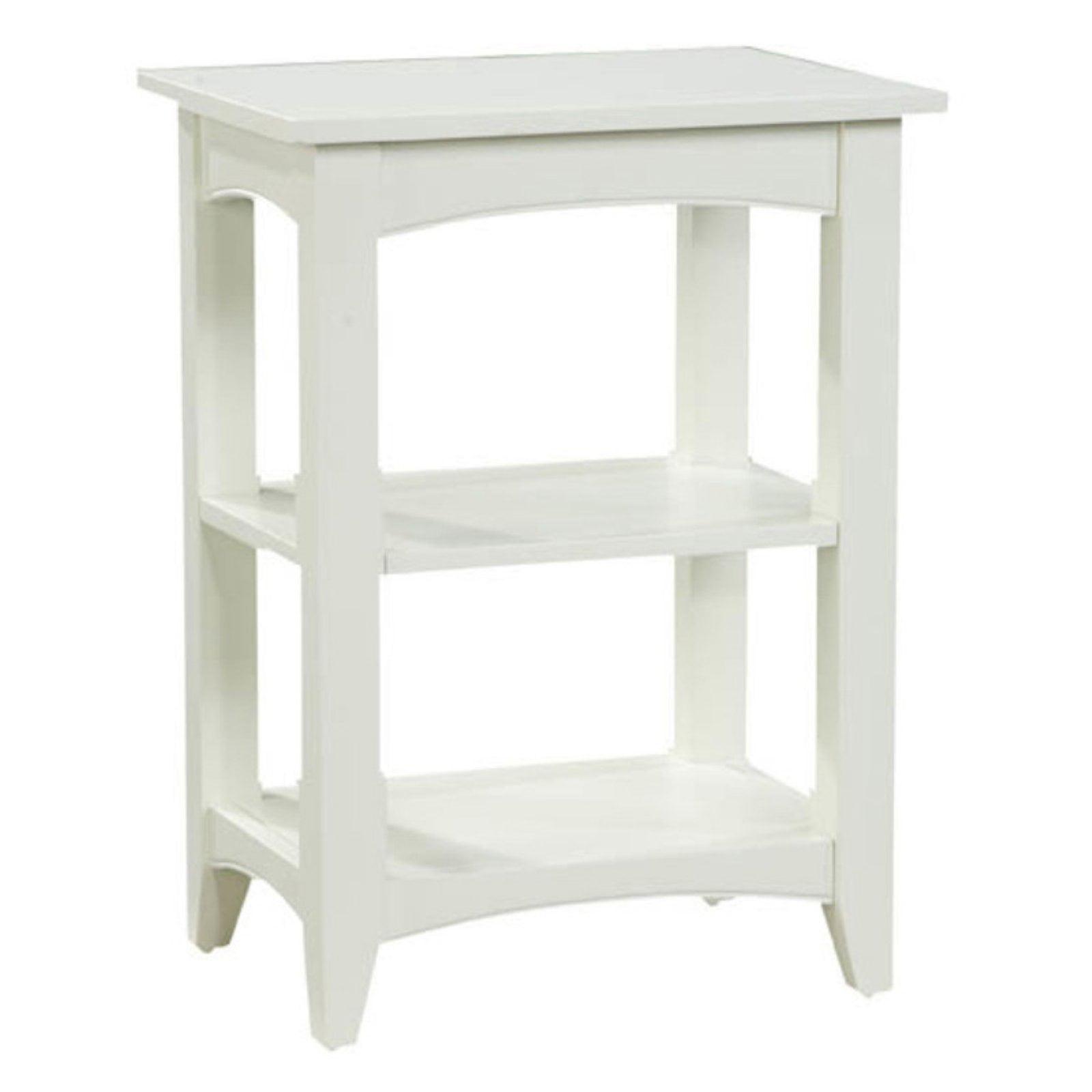 Cottage Charm Ivory Wood Rectangular End Table with Dual Shelves