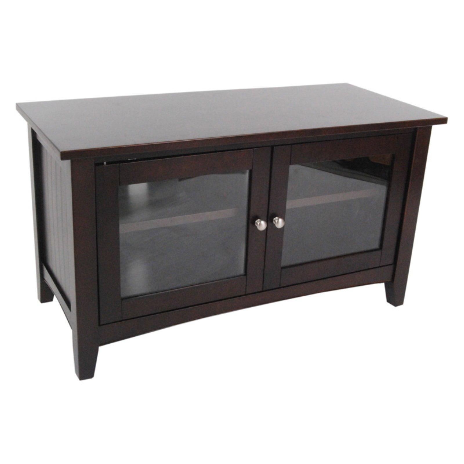 Transitional Shaker Cottage 36" Espresso TV Stand with Glass Cabinet