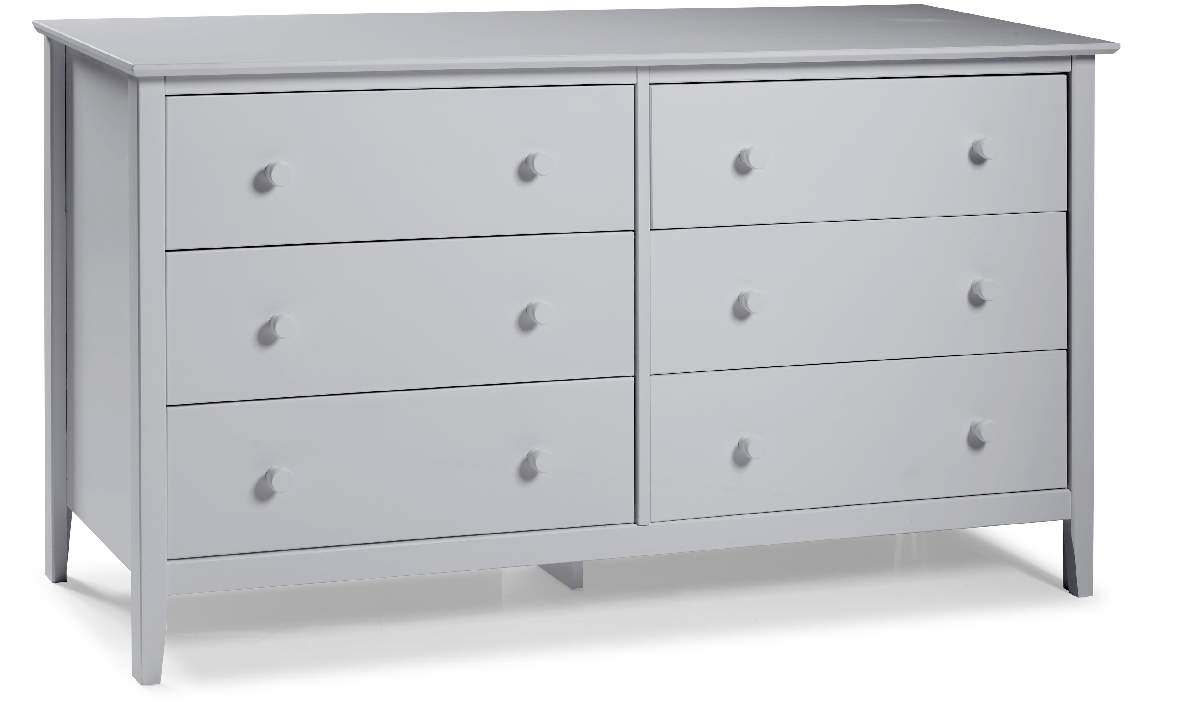 Industrial Dove Gray Double Dresser with 6 Drawers