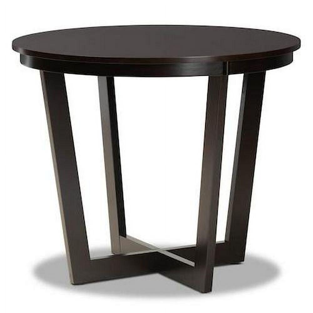 35" Alayna Wide Round Wood Dining Table - Baxton Studio