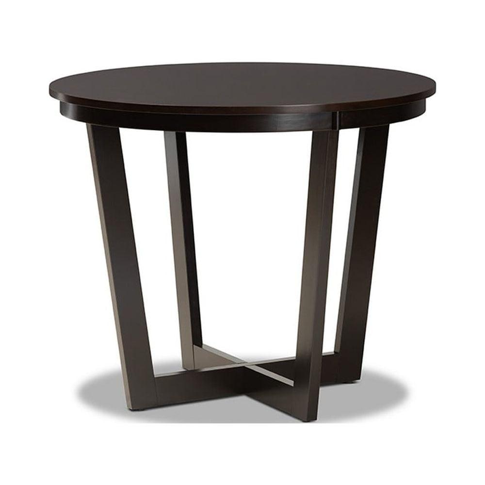 35" Alayna Wide Round Wood Dining Table - Baxton Studio