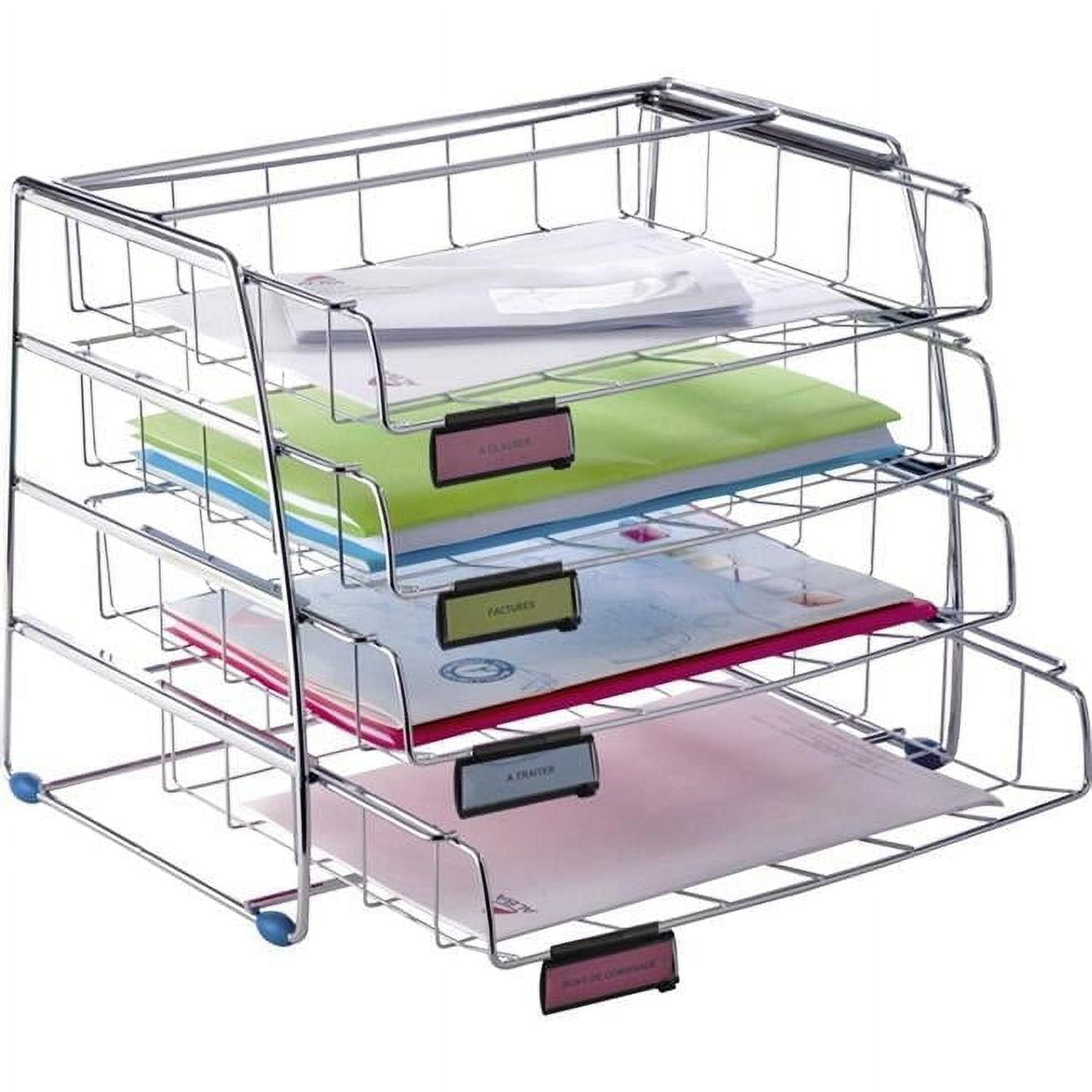 Chrome Metal 4-Tier Wire Document Storage Tray