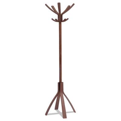 Espresso Brown Rotating Wood Coat Stand with Umbrella Holder