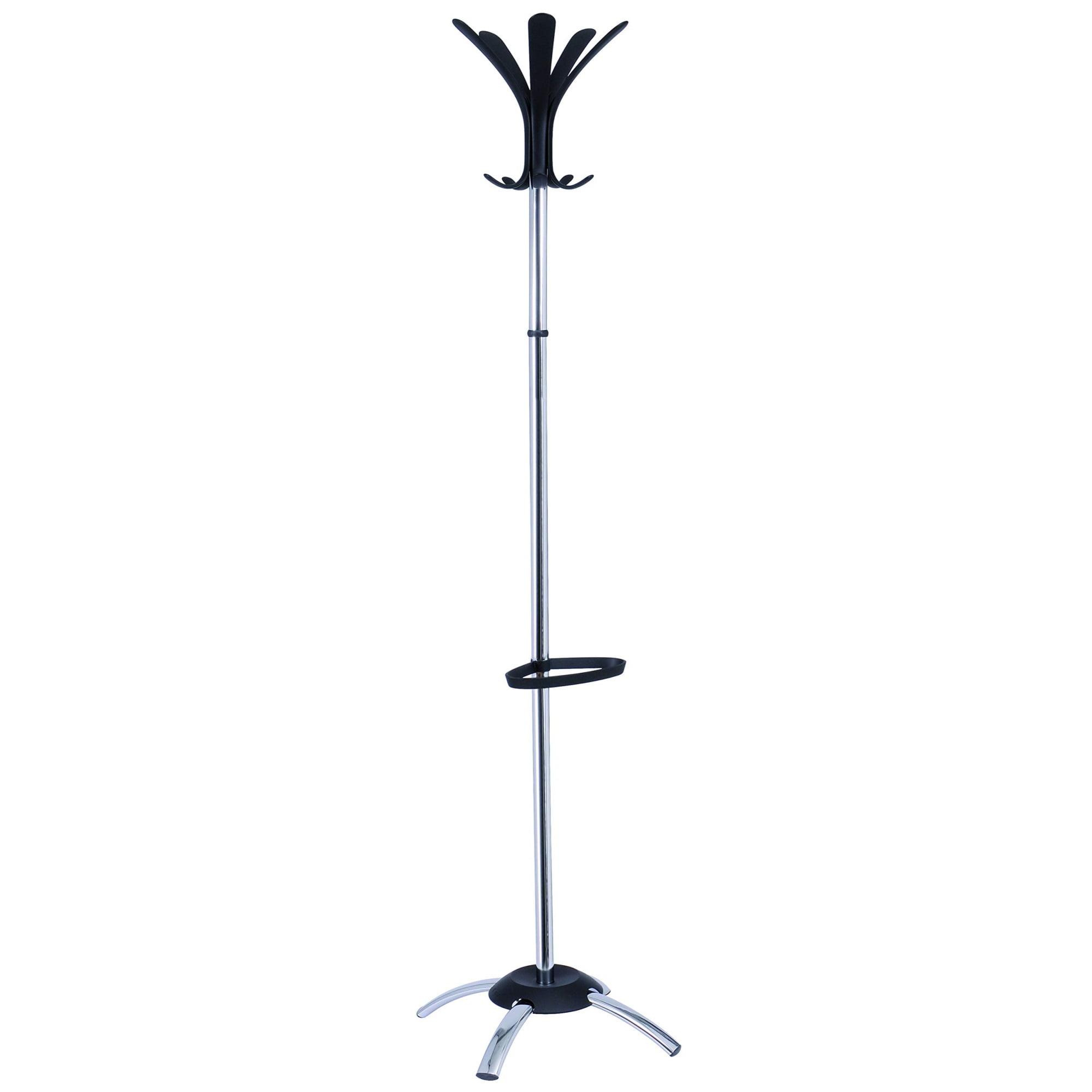 Chrome Floor-Standing Coat Rack with Umbrella Stand