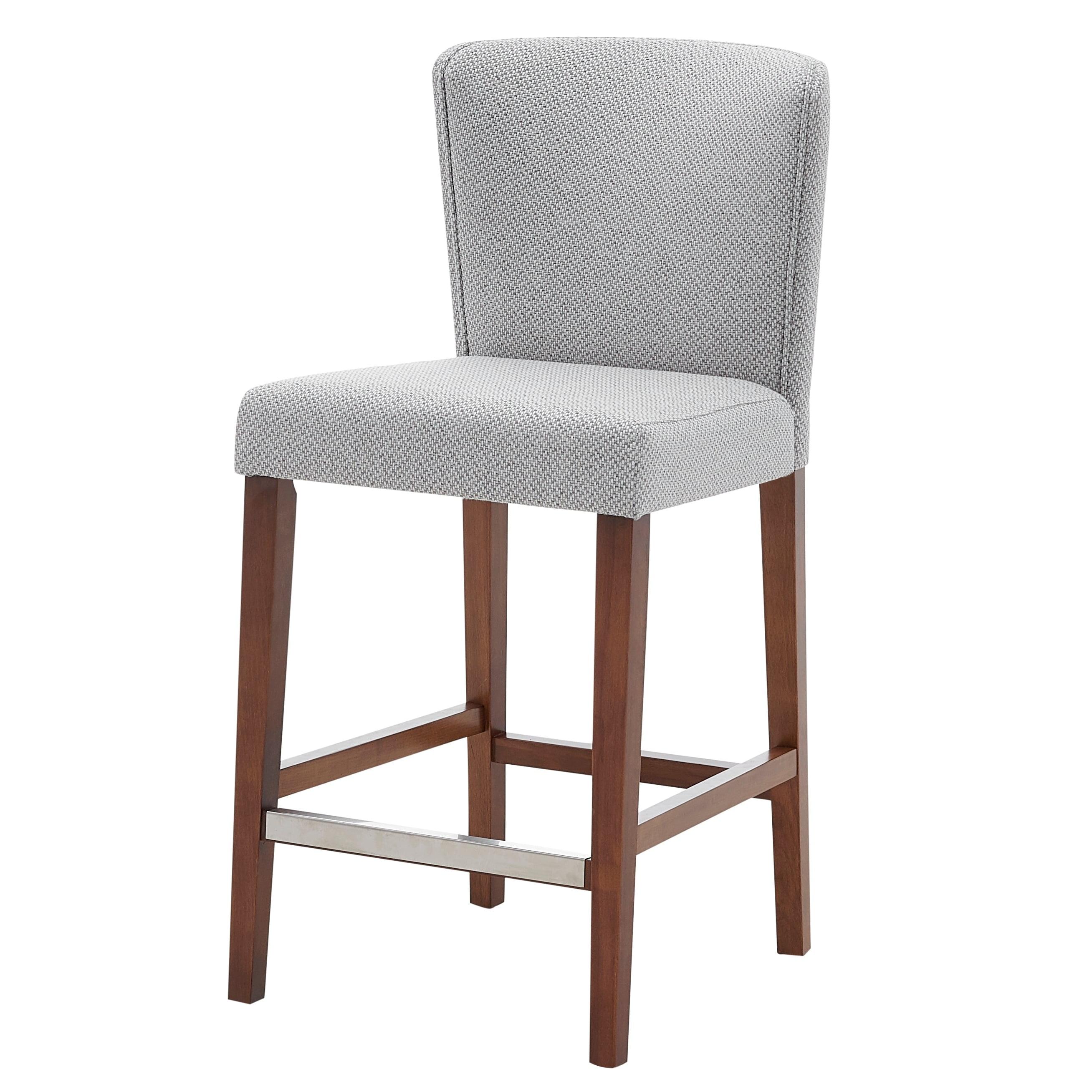 Elegant Albie 22.5" Adjustable Gray Wood & Fabric Counter Stool