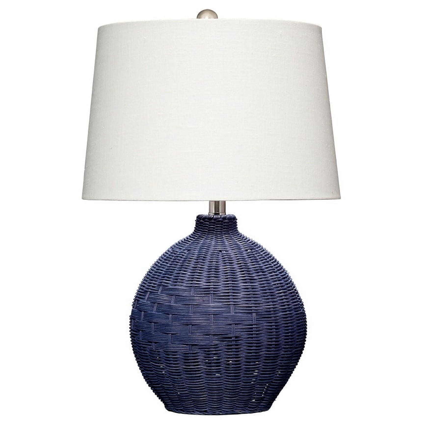 Kerry Rattan Table Lamp Blue - Splendor Home: Handwoven, Linen Shade, Nautical Design