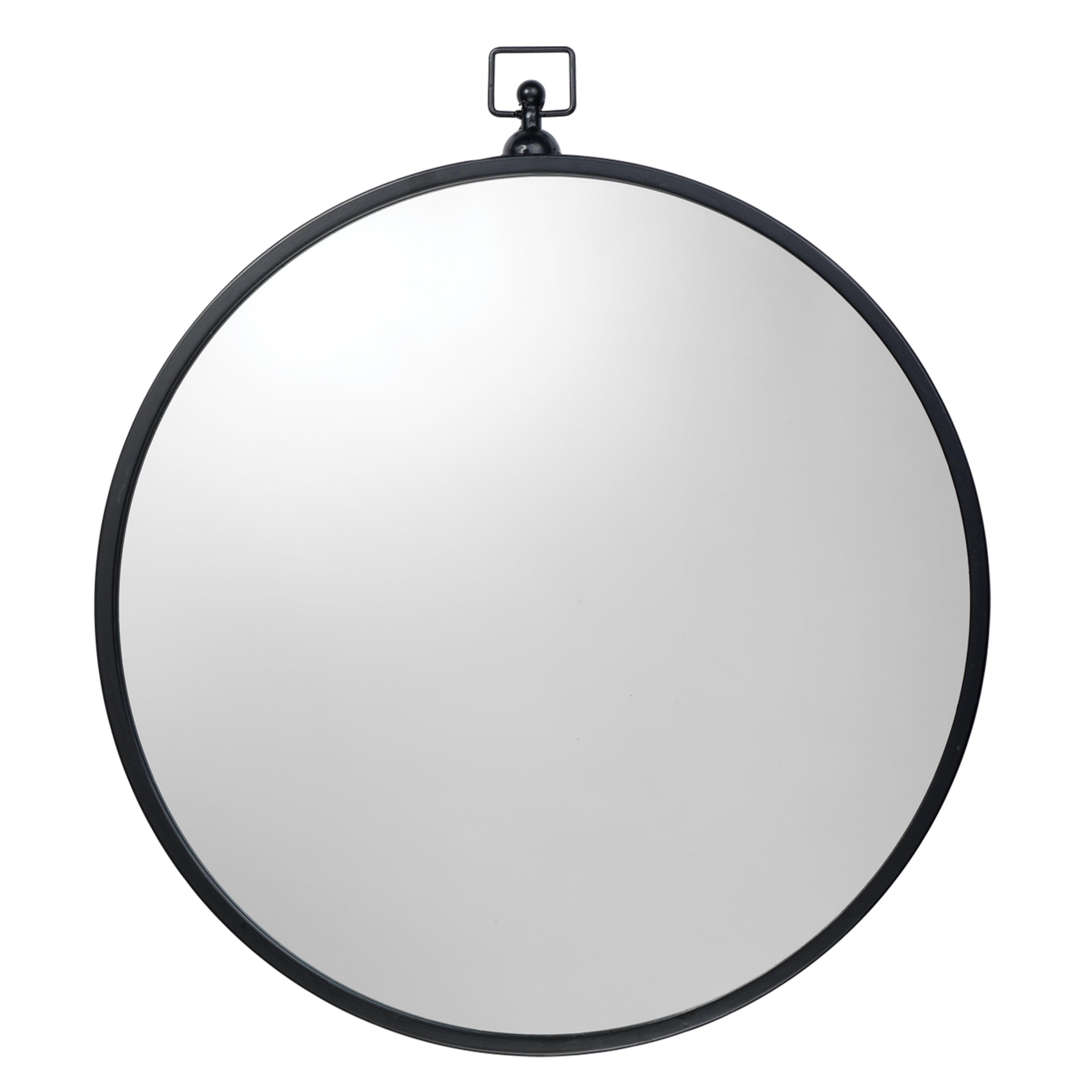 Alden Décor Hannah Iron Round Mirror, Black Black Black
