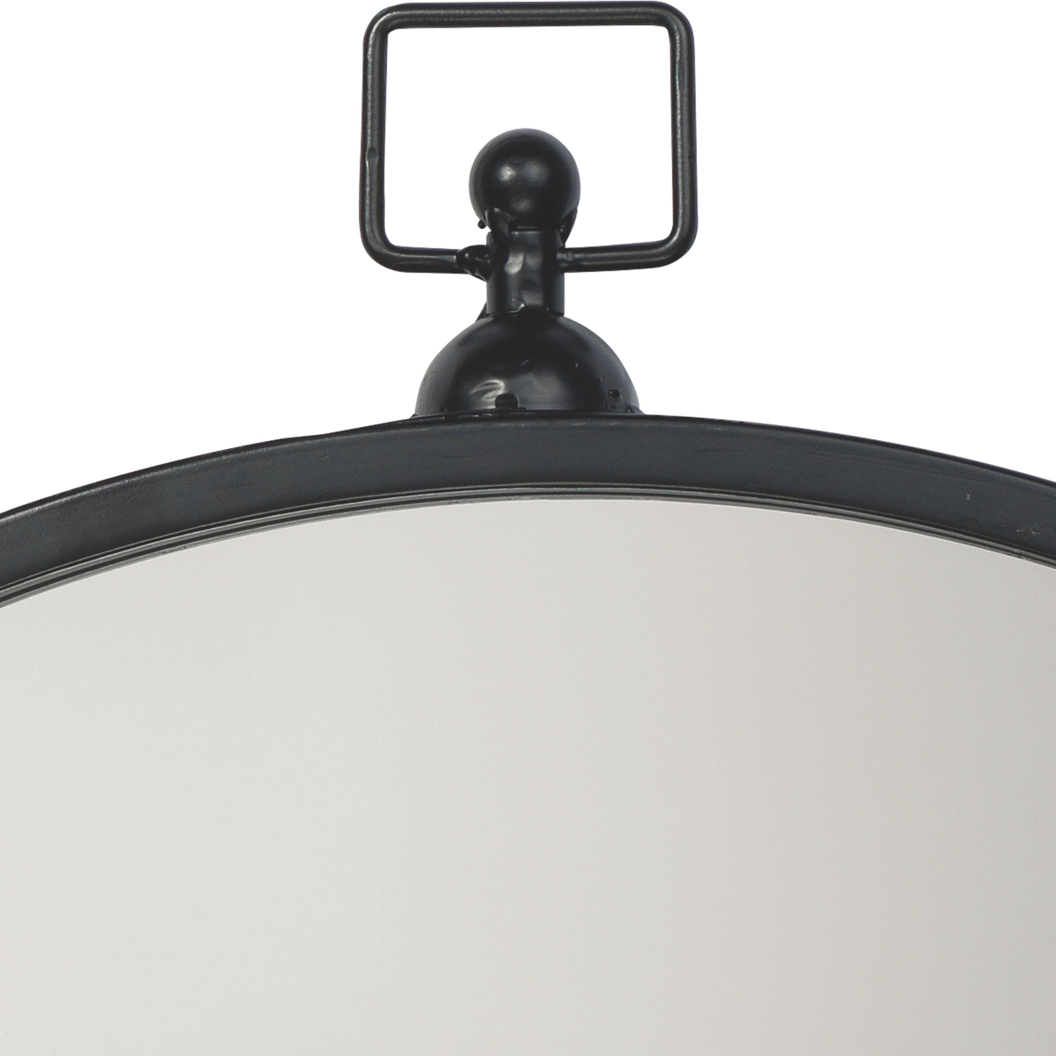 Alden Décor Hannah Iron Round Mirror, Black Black Black