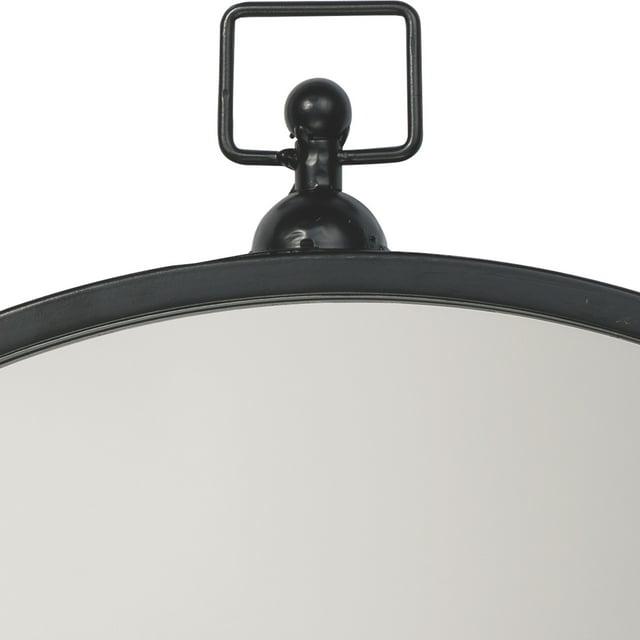 Alden Décor Hannah Iron Round Mirror, Black Black Black