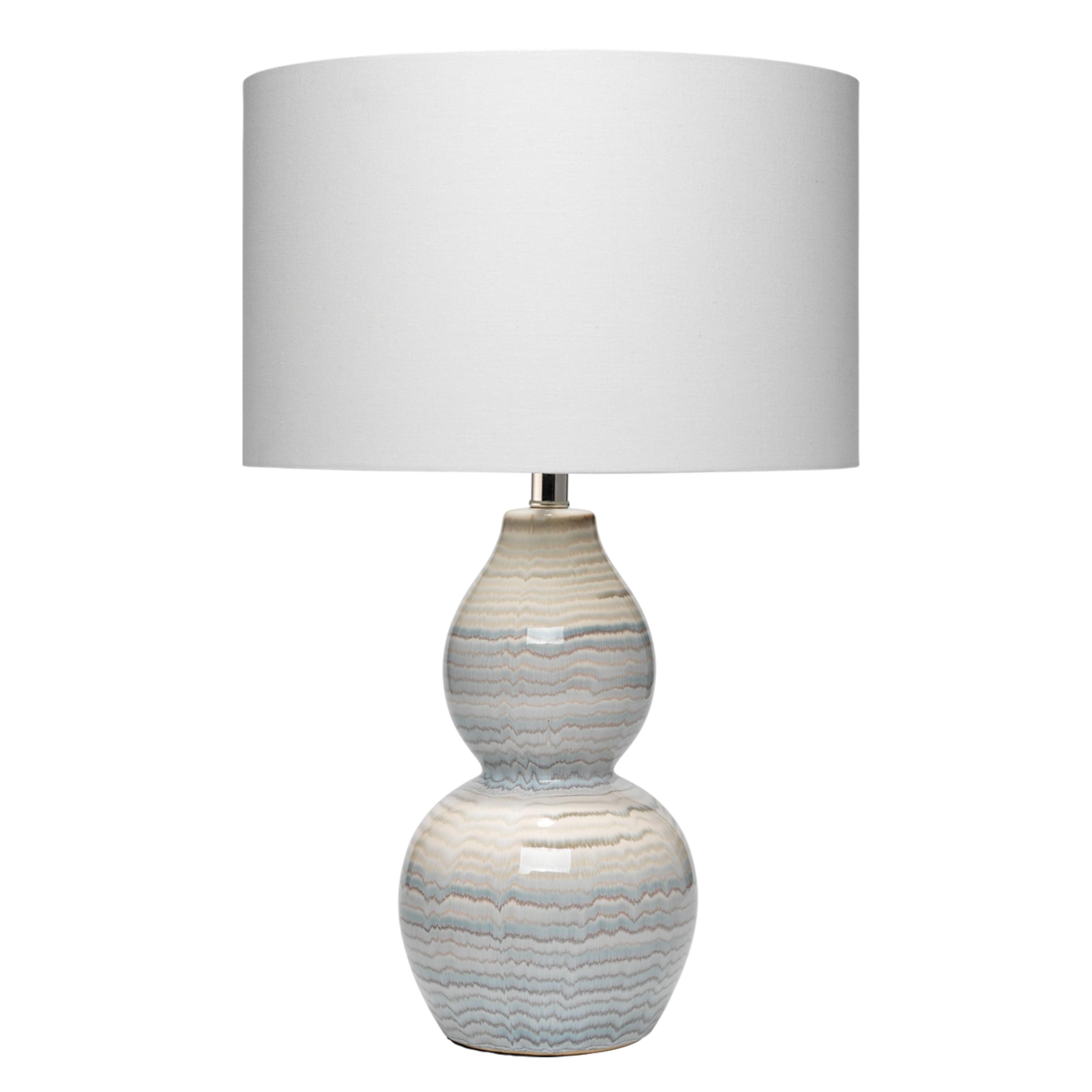 Catalina Wave Ceramic and Linen Double Gourd Table Lamp