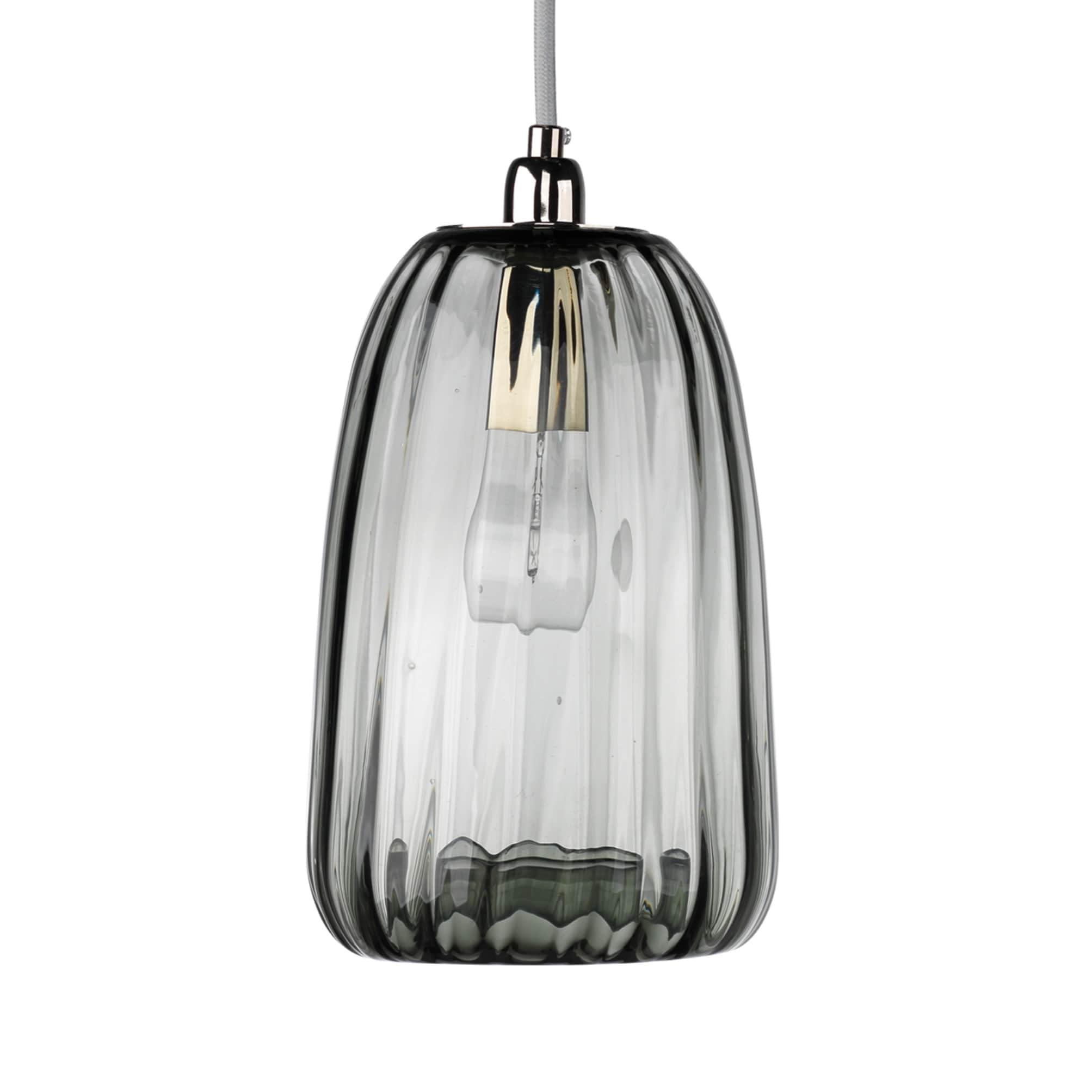 Alden Artisan Fluted Glass Island Pendant - Silver Finish