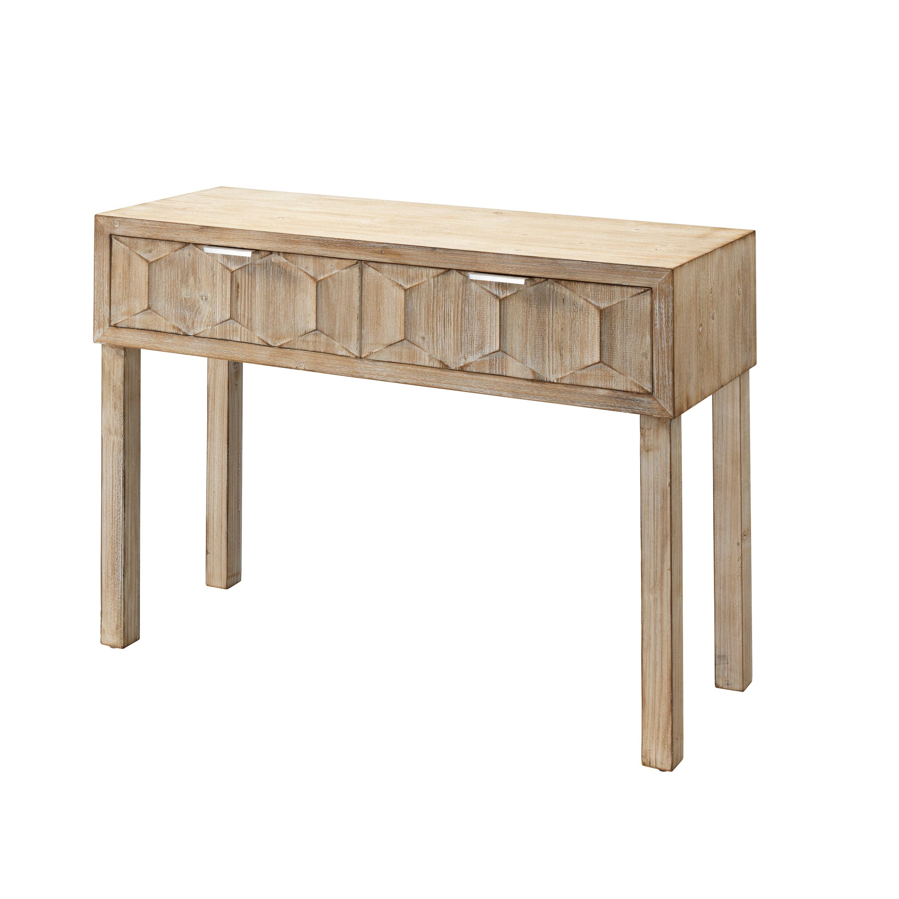 Gray Washed Fir Wood Console Table with Storage