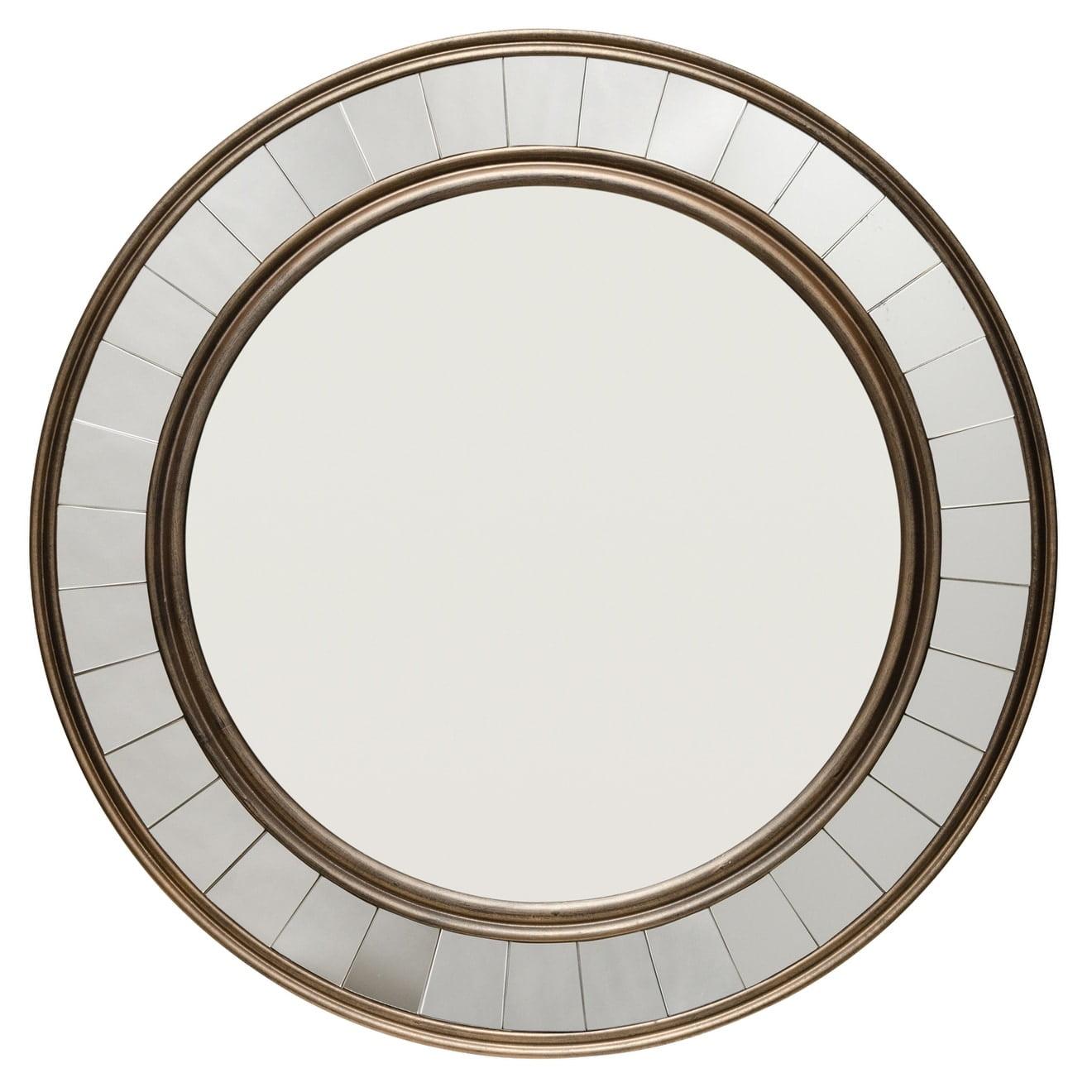 Eloise Round Antique Bronze and Gold Wood Wall Mirror - 30.5"
