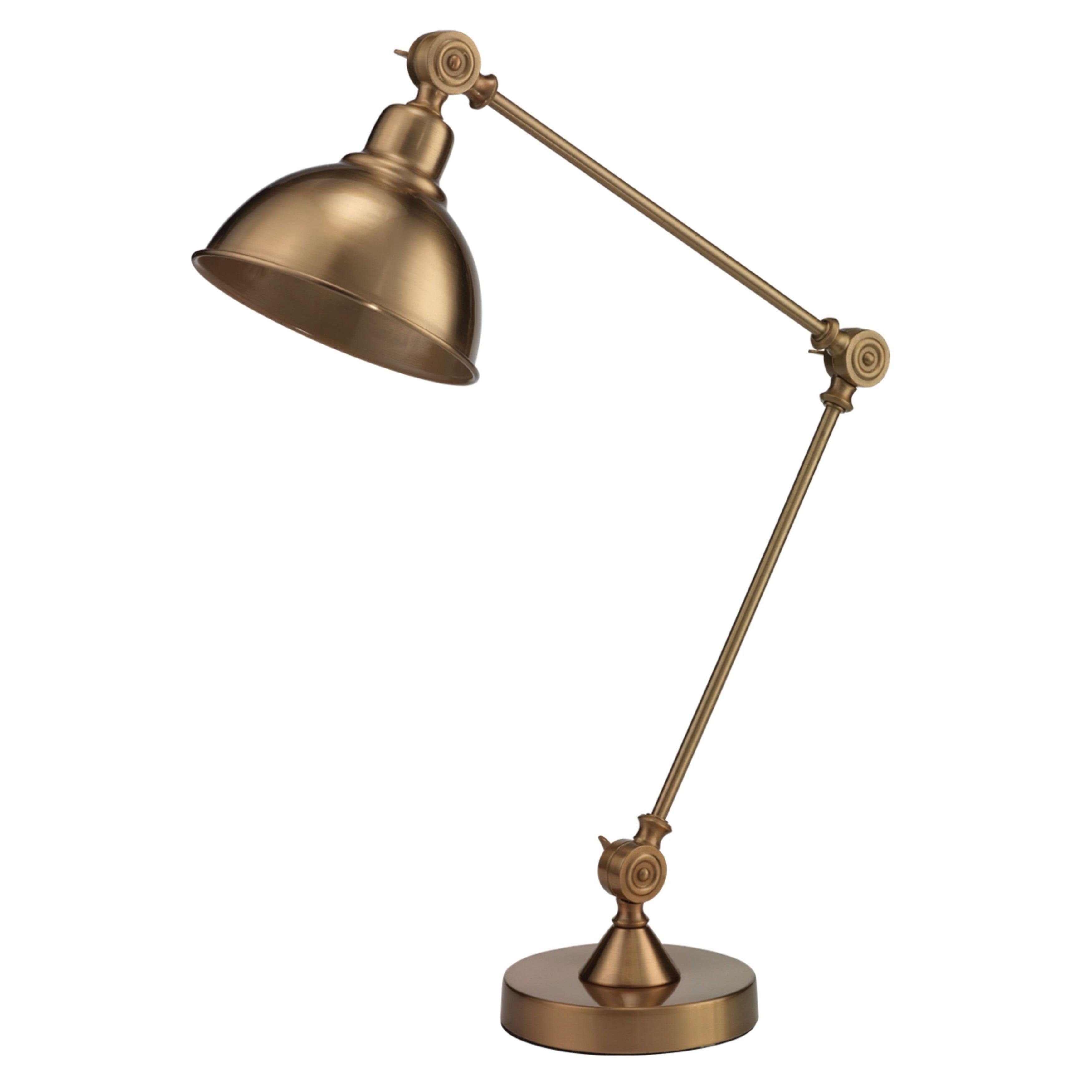 Wallace Adjustable Antique Brass Metal Table Lamp