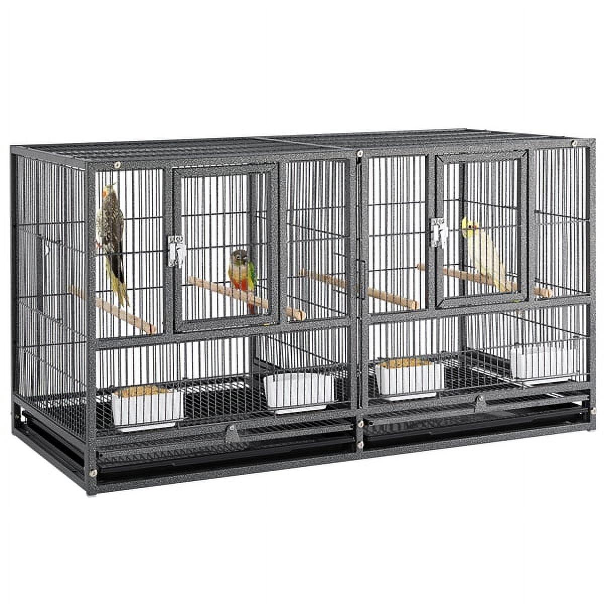 Yaheetech 21'' Stackable Divided Breeder Bird Cage for Small Birds Lovebirds Finch Canaries Parakeets Cockatiels Budgies, Black