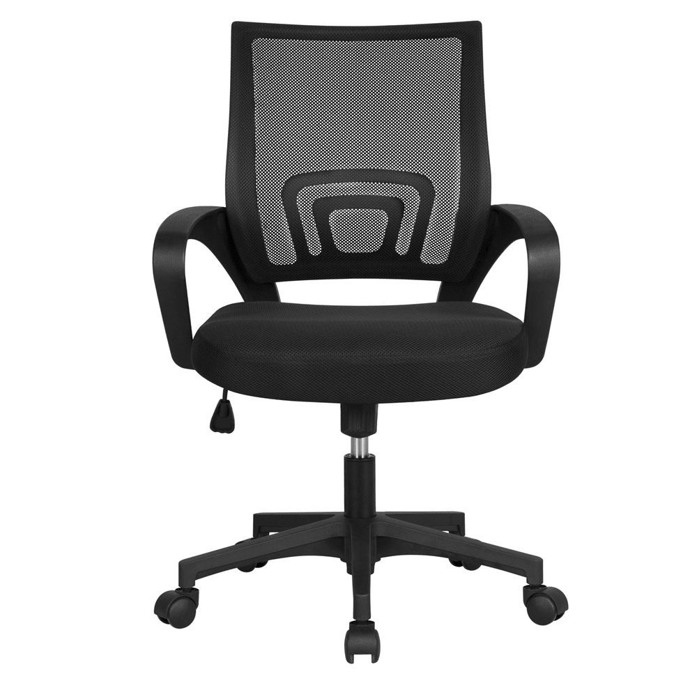 Black Adjustable Mesh Mid Back Swivel Office Chair with Armrests