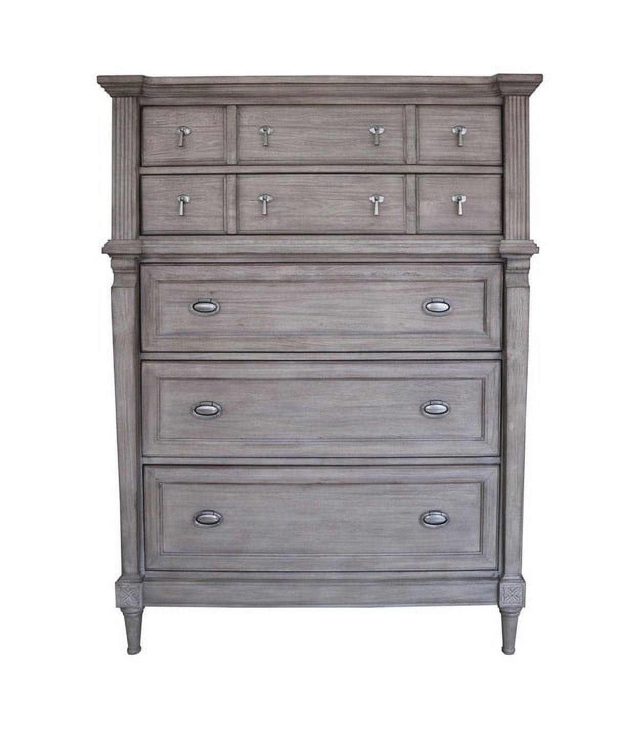 Alderwood French Gray 5-Drawer Chest with Antique Silver Hardware