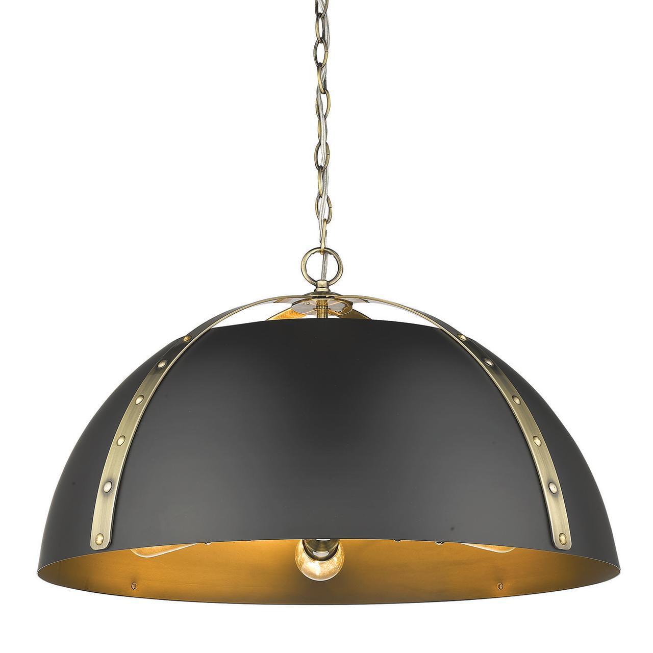 Aldrich Transitional 5-Light Oversized Dome Pendant in Aged Brass