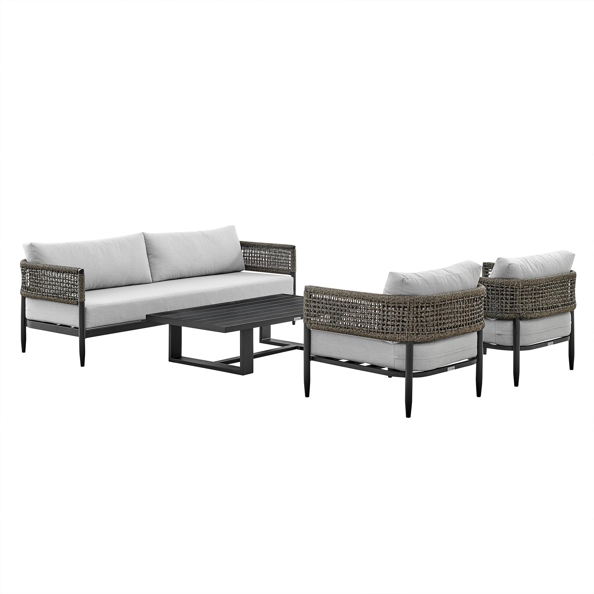 Bay Isle Home™ Corvin Aluminum And Rope Outdoor Sofa In Black And Gray