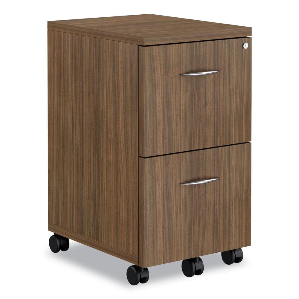 Alera Alera Valencia Series Mobile Pedestal, Left or Right, 2 Legal/Letter-Size File Drawers, Modern Walnut, 15.38" x 20" x 26.63"