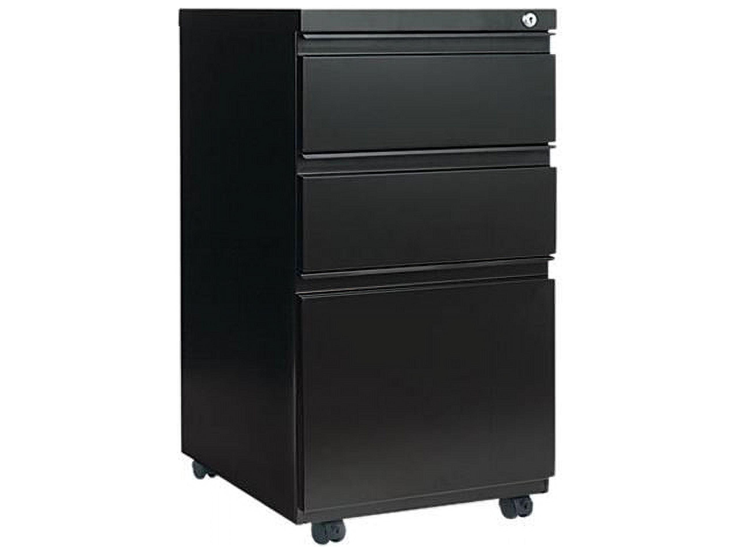 Black Vertical Mobile 3-Drawer Lockable Filing Cabinet