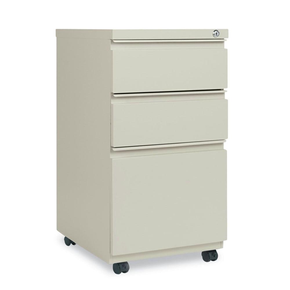 Beige Steel Mobile 3-Drawer Lockable Filing Cabinet