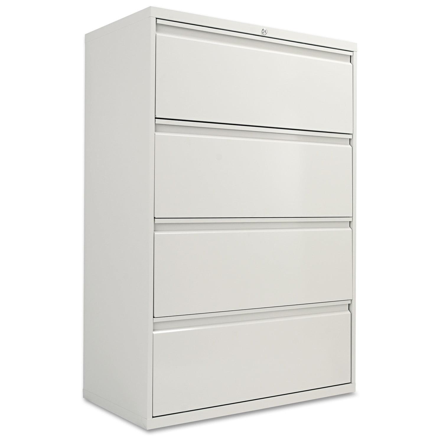 Light Gray Lockable 4-Drawer Lateral Filing Cabinet