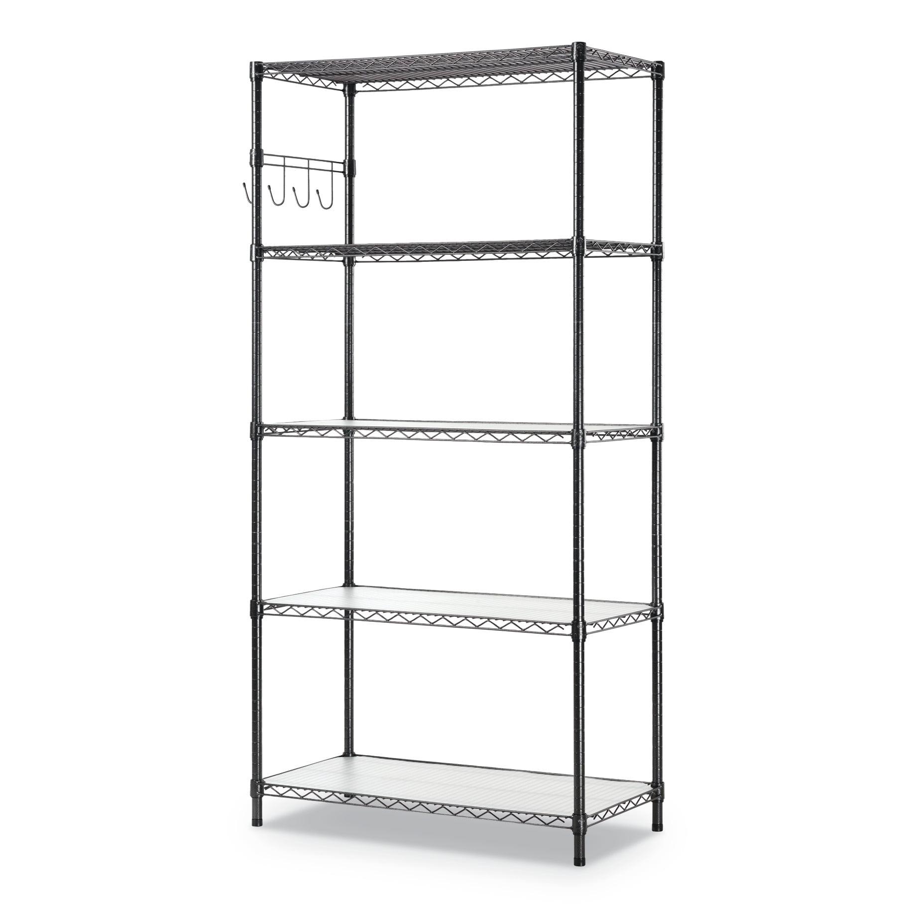 Alera Anthracite 5-Shelf Wire Shelving Unit with Casters, 36W x 18D x 72H