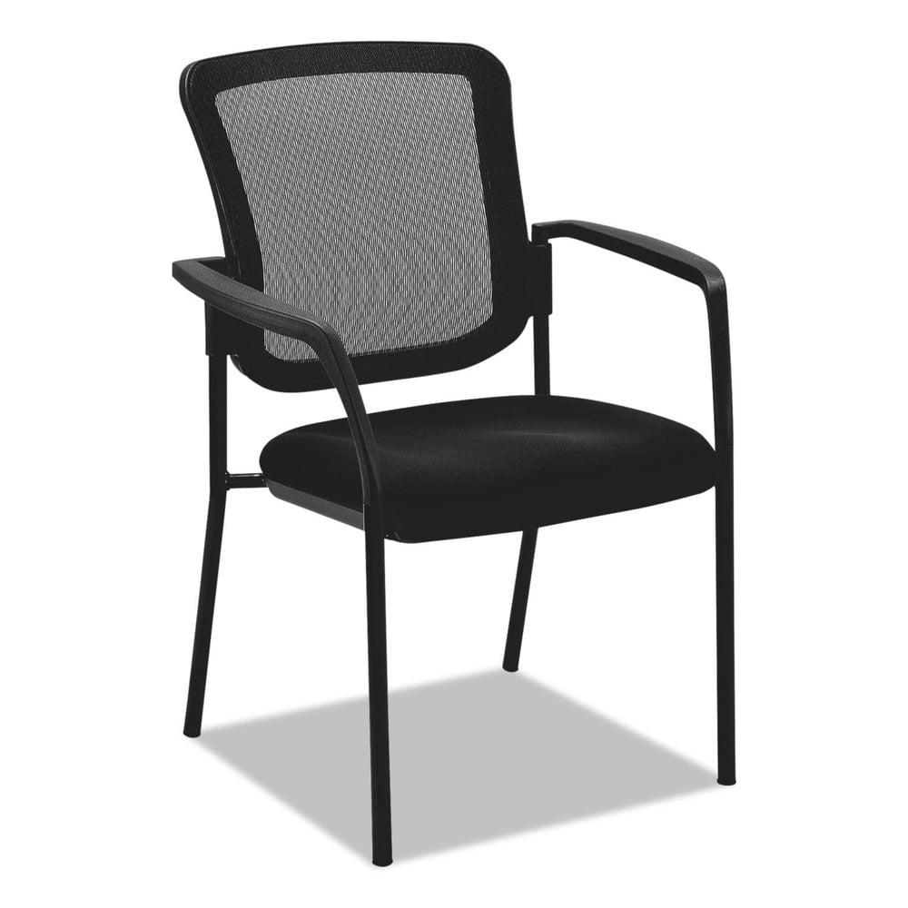 Modern Mesh Guest Stacking Chair with Black Metal Frame