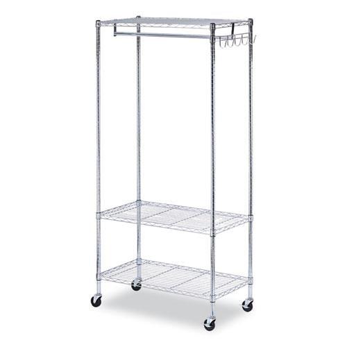 Alera® Wire Shelving Series Metal Rolling Clothing Rack