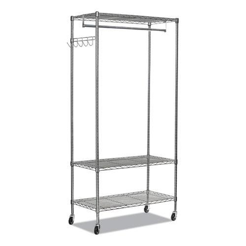 Alera® Wire Shelving Series Metal Rolling Clothing Rack