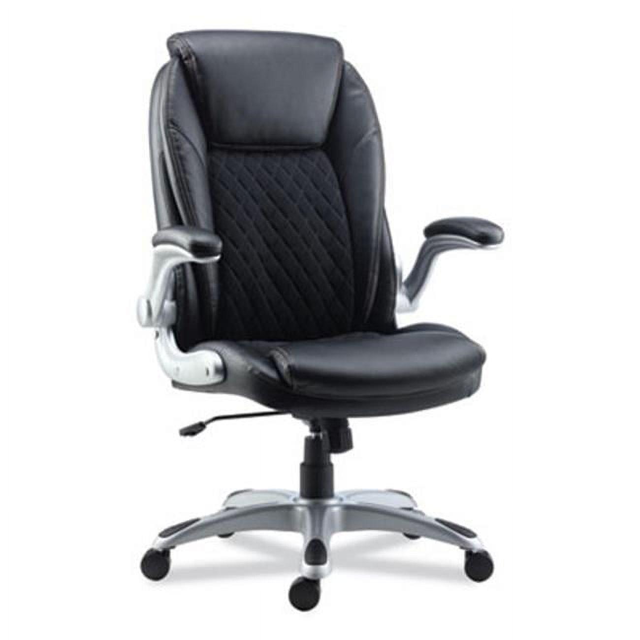 Black Adjustable Leather Task Chair with Quilted Back