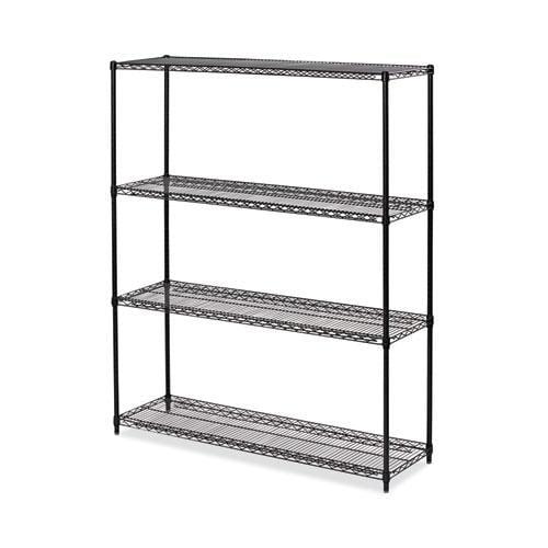 Alera All-Purpose Wire Shelving Starter Kit, Four-Shelf, 60w x 18d x 72h, Black Anthracite Plus