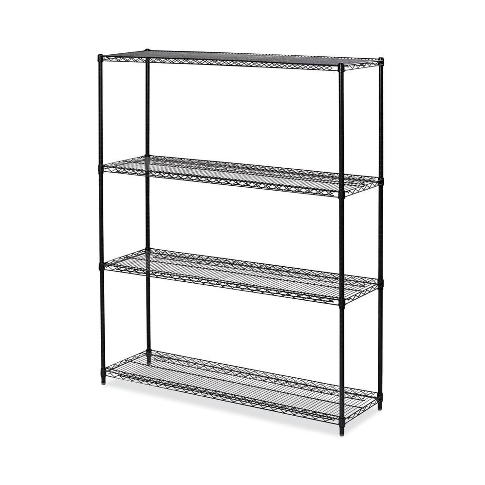 Alera All-Purpose Wire Shelving Starter Kit, Four-Shelf, 60w x 18d x 72h, Black Anthracite Plus