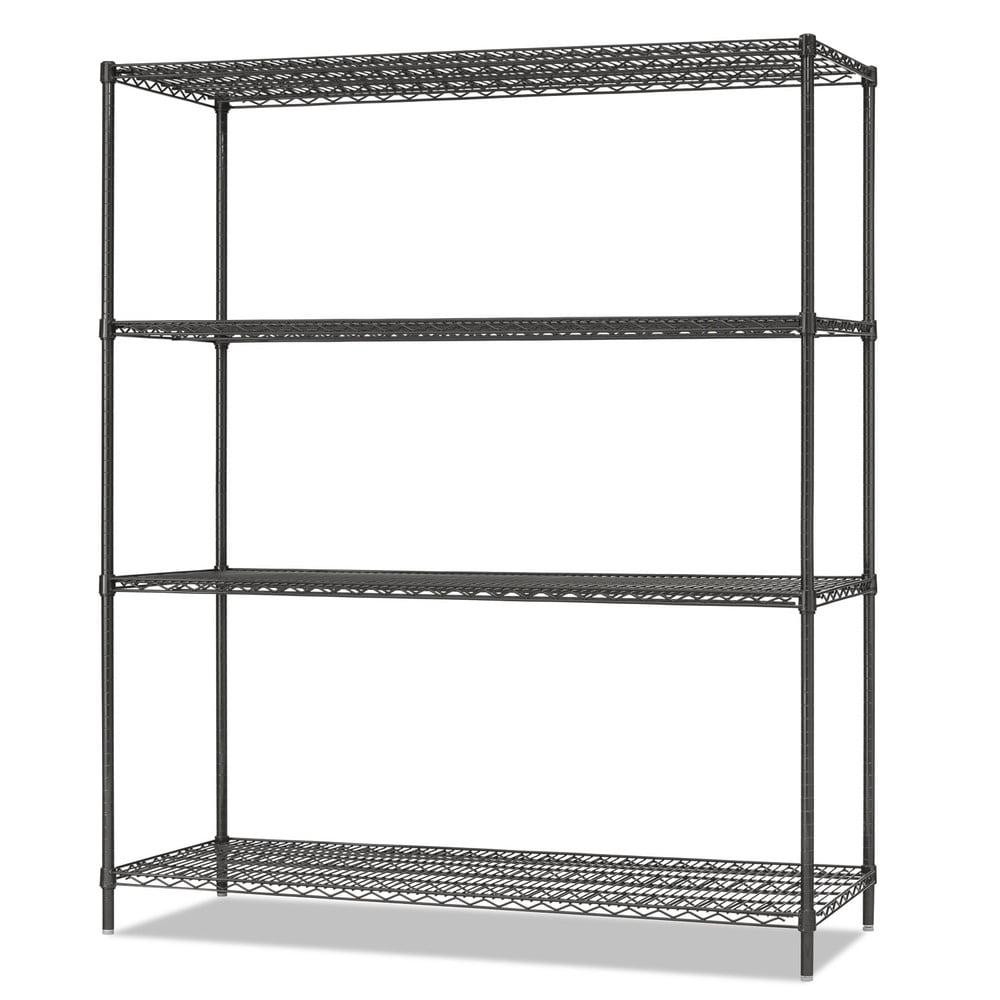 Alera Black Anthracite 4-Shelf Wire Shelving Unit 60" x 24" x 72"